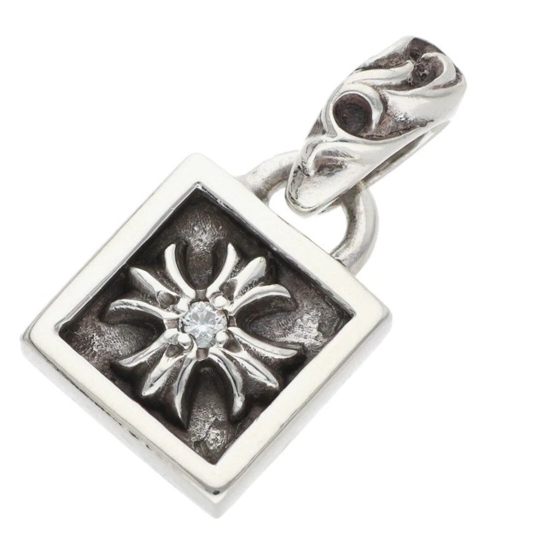 CHROME HEARTS FRAMED CH PLUS DIAMOND SILVER NECKLACE: Chrome Hearts Framed Ch Plus Diamond silver Necklace Brand: Chrome Hearts Type/Style: Necklace Material: 925 Silver Color: Silver Size: Width 1.2cm, vertical 2.4cm Accessories: None Access