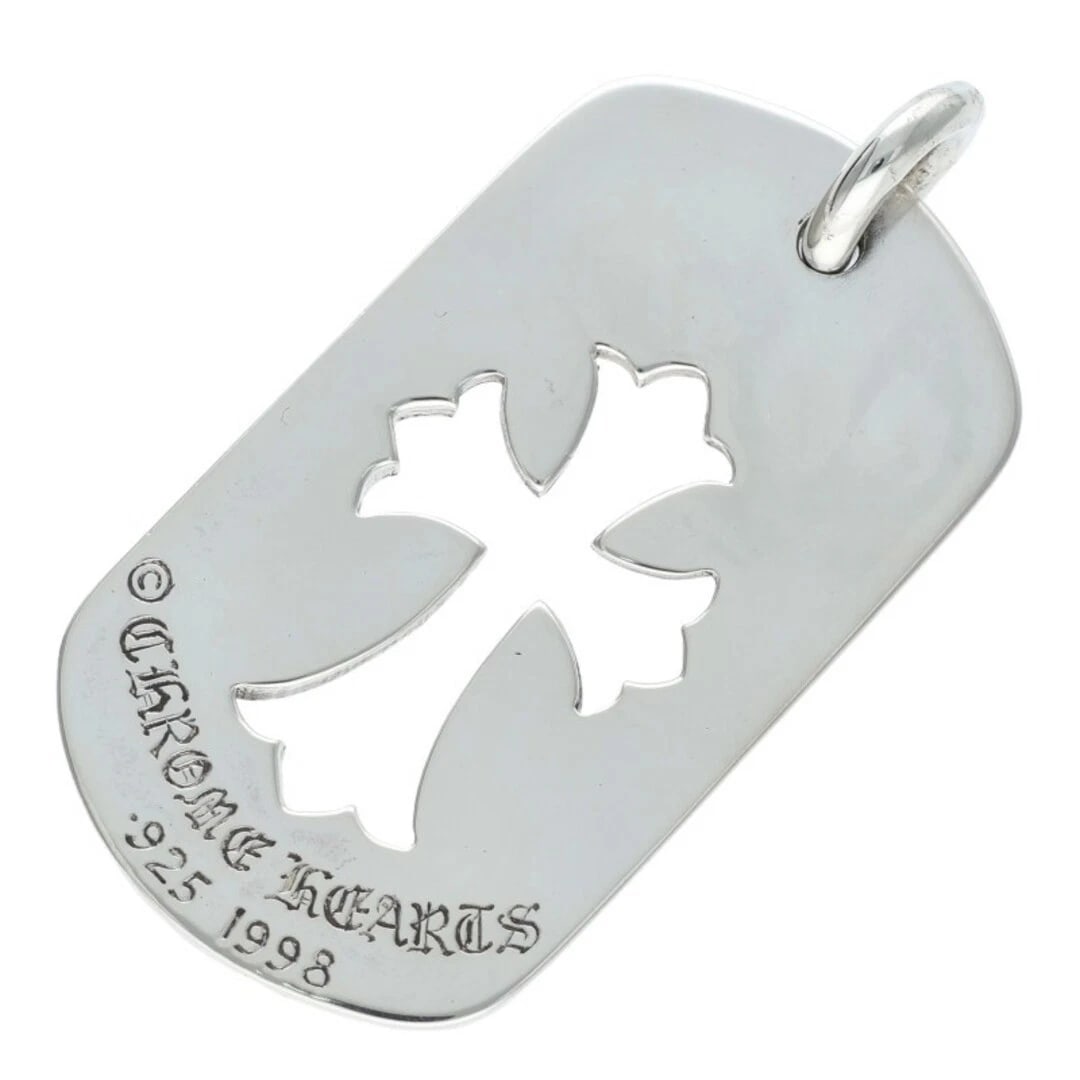 CHROME HEARTS D TAG LRG CO CRS DOG NECKLACE: CHROME HEARTS D TAG LRG CO CRS DOG NECKLACE Brand: Chrome Hearts Type/Style: Necklace Material: 925 Silver Color: Silver Size: Width 2.7cm, vertical 5.4cm Accessories: None Accessories Not