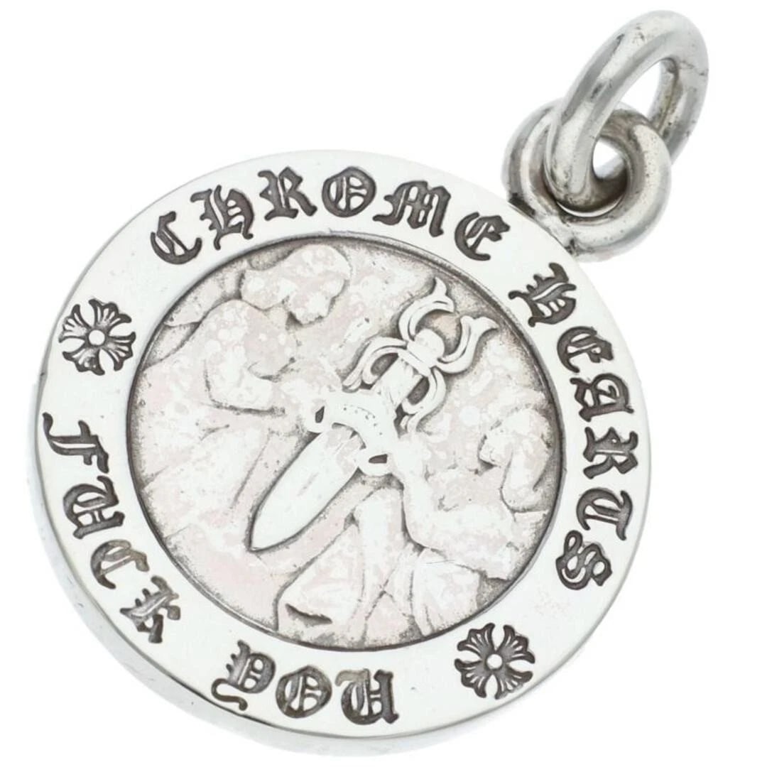 CHROME HEARTS CHRM ANGL MDL V1 SILVER NECKLACE: Chrome Hearts CHRM ANGL MDL V1 Silver Necklace Brand: Chrome Hearts Type/Style: Necklace Material: 925 Silver Color: Silver Size: Width 2cm, vertical 3cm Accessories: None Accessories Noti