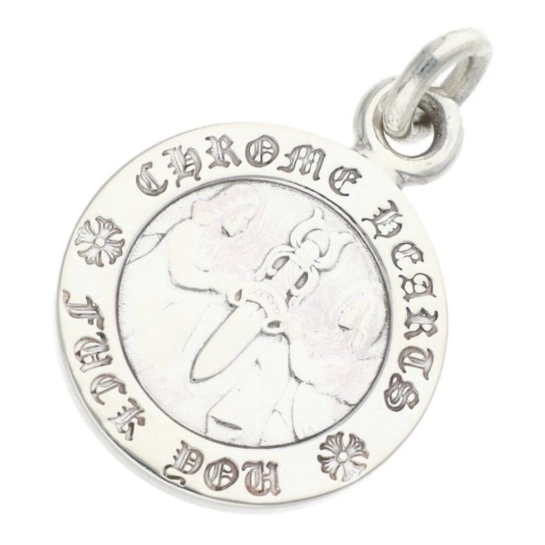CHROME HEARTS CHRM ANGL MDL V1 SILVER NECKLACE: Chrome Hearts CHRM ANGL MDL V1 Silver Necklace Brand: Chrome Hearts Type/Style: Necklace Material: 925 Silver Color: Silver Size: Width 2cm, vertical 3cm Accessories: None Accessories Noti
