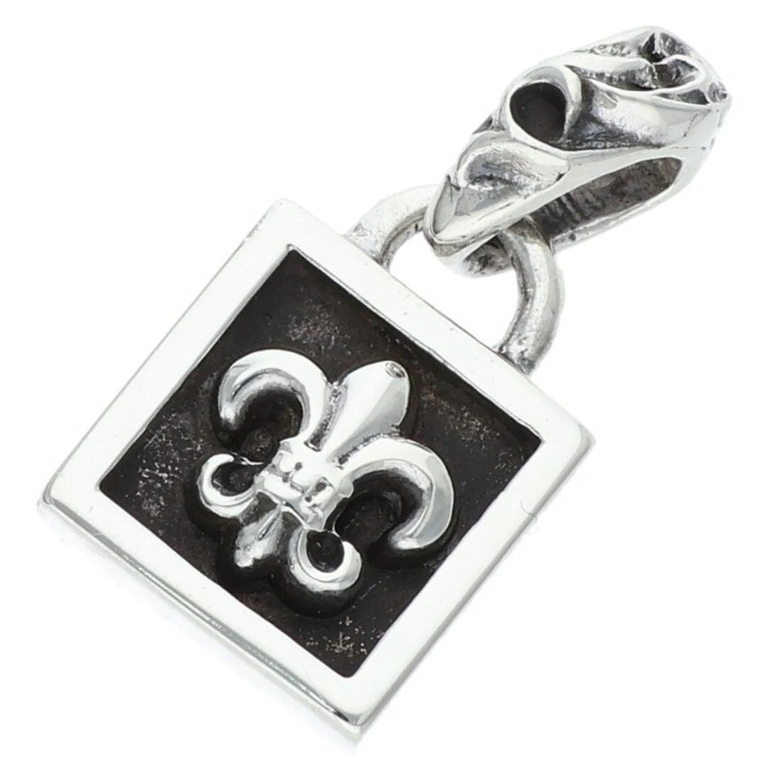 CHROME HEARTS FRAMED BS FLUER CHARM SILVER NECKLACE: Chrome Hearts FRAMED BS FLUER Charm Silver Necklace Brand: Chrome Hearts Type/Style: Necklace Material: 925 Silver Color: Silver Size: Width 1.2cm, vertical 2.5cm Accessories: None Accessories