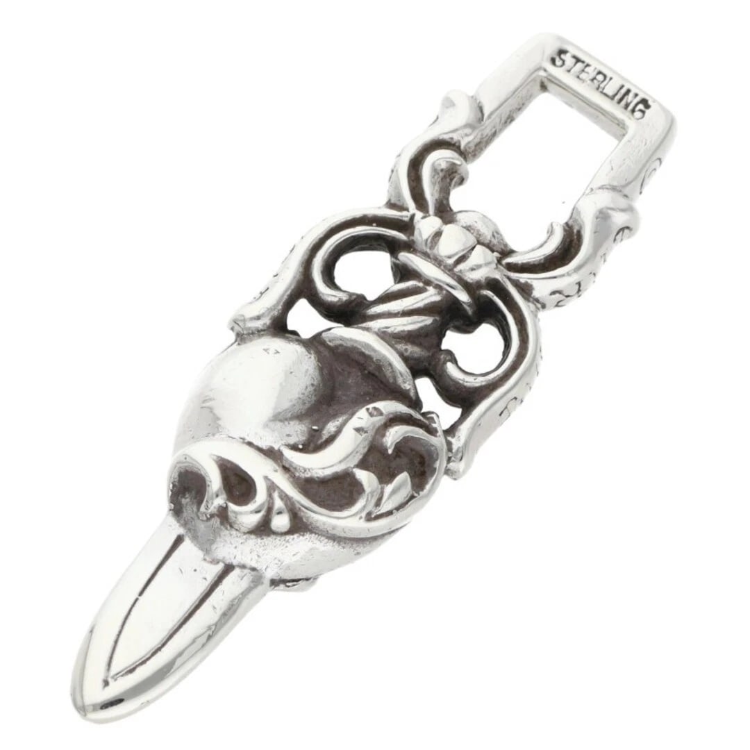 CHROME HEARTS DAGGER HEART PENDANT SILVER NECKLACE: Chrome Hearts DAGGER HEART Pendant Silver Necklace Brand: Chrome Hearts Type/Style: Necklace Material: 925 Silver Color: Silver Size: Width 1.4cm, vertical 4.2cm Accessories: None Accessor