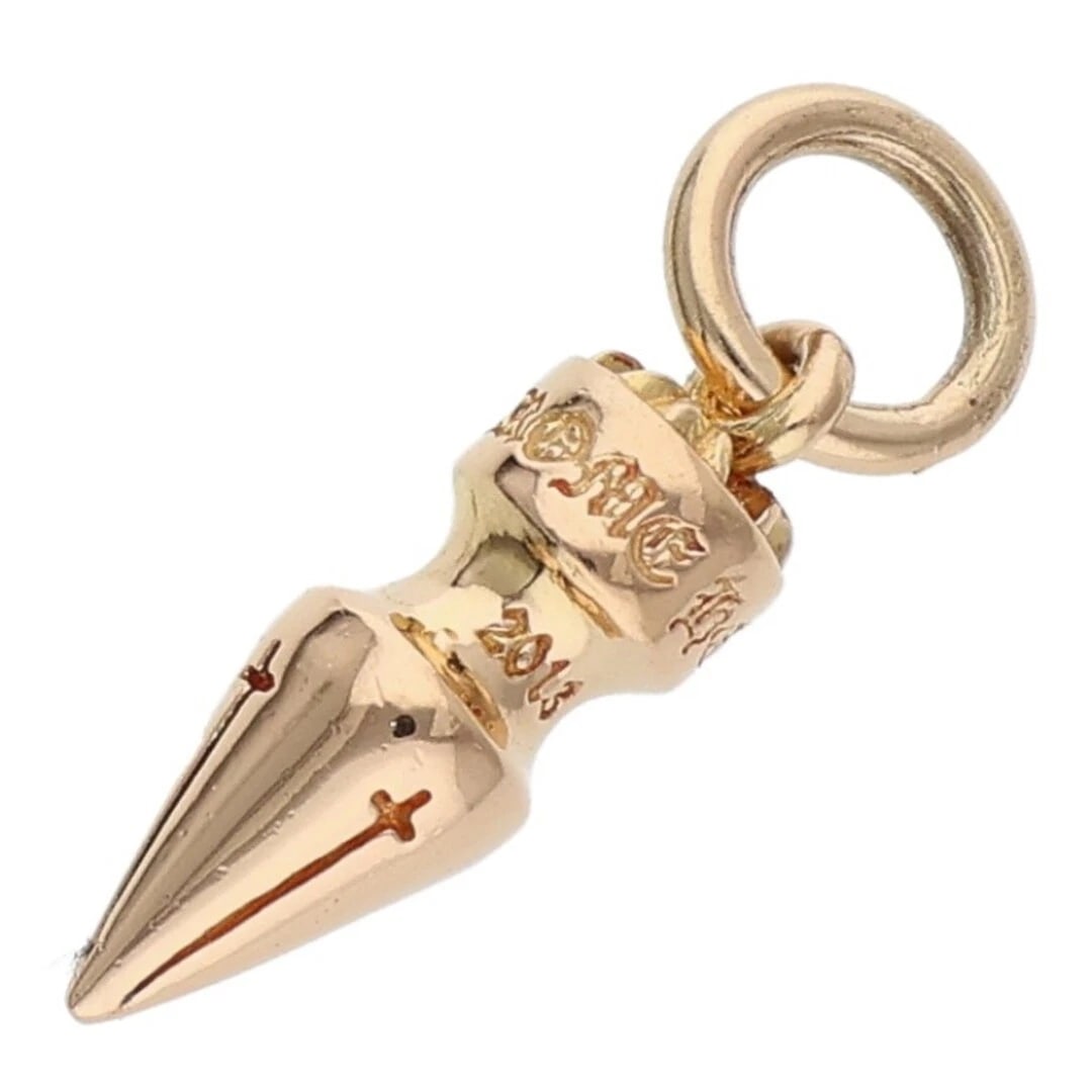 CHROME HEARTS 22K SPIKE CHARM GOLD NECKLACE: Chrome Hearts 22k Spike Charm Gold Necklace Brand: Chrome Hearts Type/Style: Necklace Material: 925 Silver Color: Silver Size: Width 0.6cm, vertical 2cm Accessories: None Accessories Notic
