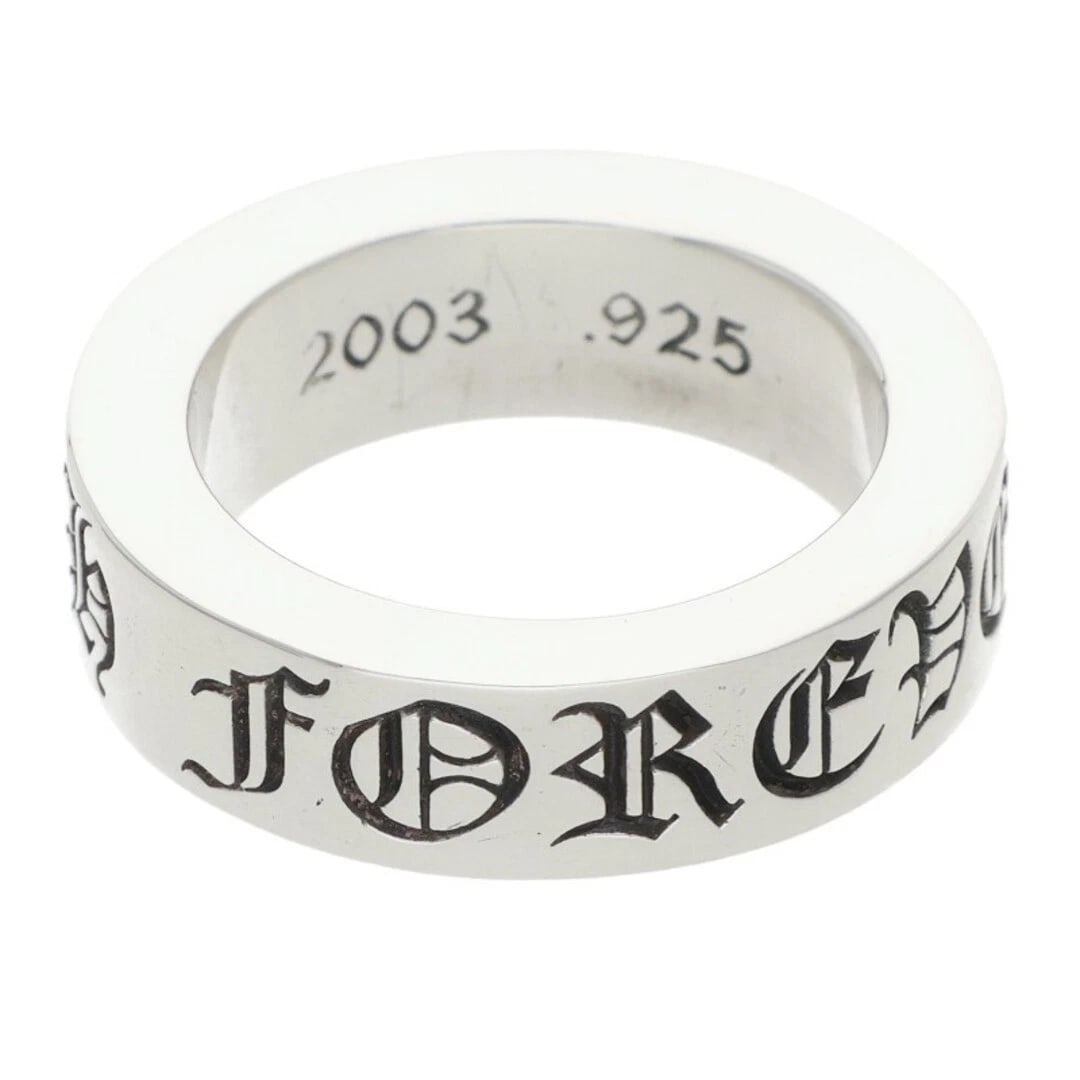 CHROME HEARTS 6MM SPACER FOREVER SILVER RING: Chrome Hearts 6mm Spacer Forever Silver Ring Brand: Chrome Hearts Type/Style: Ring Material: 925 Silver Color: Silver Size: 4 US Accessories: None Accessories Notice: When purchasing pre-owned goods,