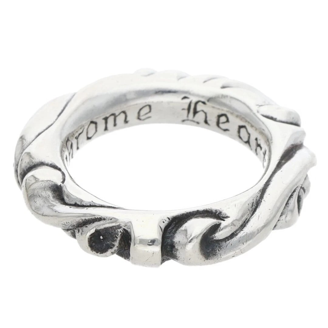 CHROME HEARTS SCRL BAND SILVER RING MENS: Chrome Hearts SCRL BAND Silver Ring Mens Brand: Chrome Hearts Type/Style: Ring Material: 925 Silver Color: Silver Size: 4.5 US Accessories: None Accessories Notice: When purchasing pre-owned goods,