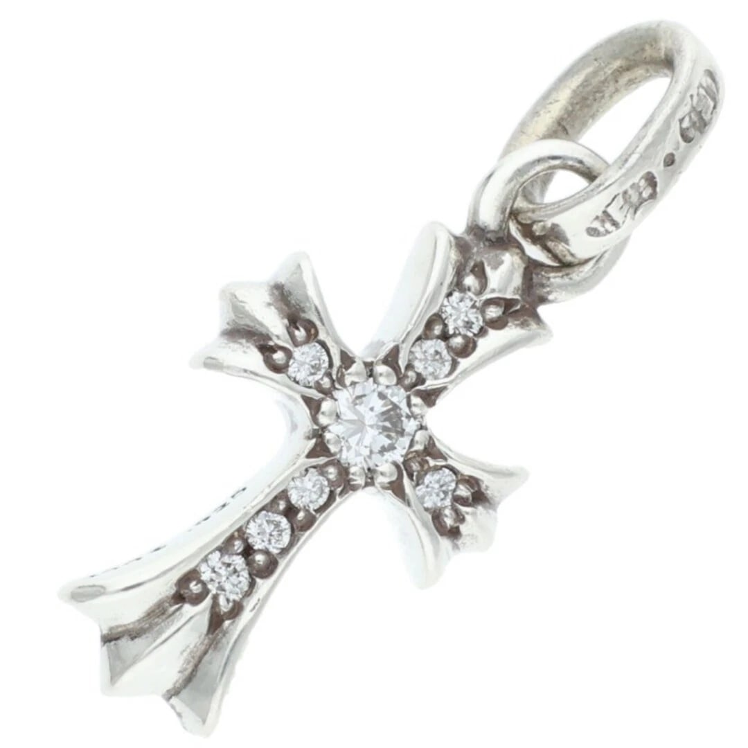 CHROME HEARTS CRS BBYFAT P DMND BABY FAT PAVE DIAMOND CHARM SILVER NECKLACE: Chrome Hearts CRS BBYFAT P DMND Baby Fat Pave Diamond Charm Silver Necklace Brand: Chrome Hearts Type/Style: Necklace Material: 925 Silver Color: Silver, Clear Size: W 0.9cm,V 2.4cm Accessories: N