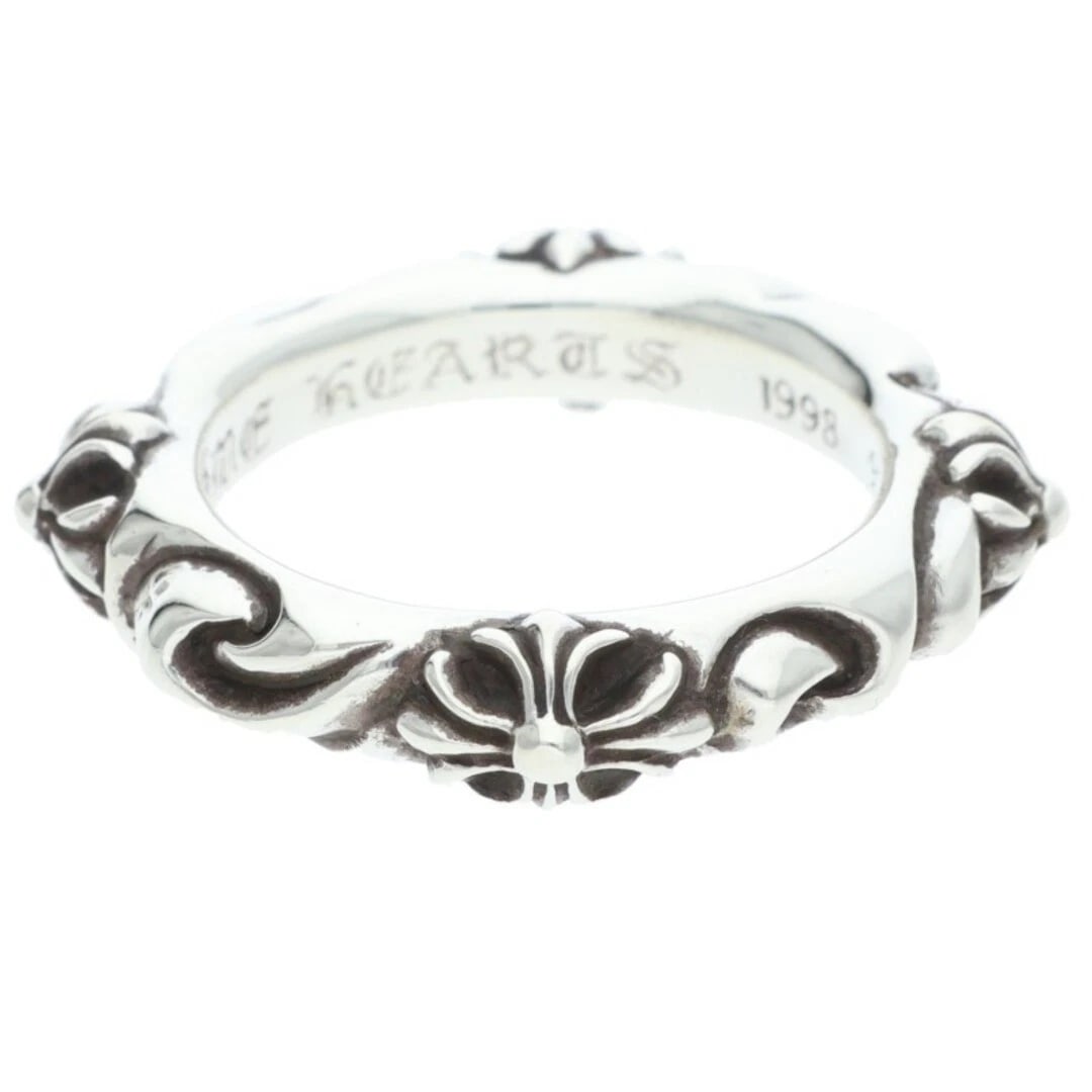 CHROME HEARTS SBT BAND SILVER RING: Chrome Hearts SBT BAND Silver Ring Brand: Chrome Hearts Type/Style: Ring Material: 925 Silver Color: Silver Size: 8.5 - 8.75 US Accessories: None Accessories Notice: When purchasing pre-owned goods,