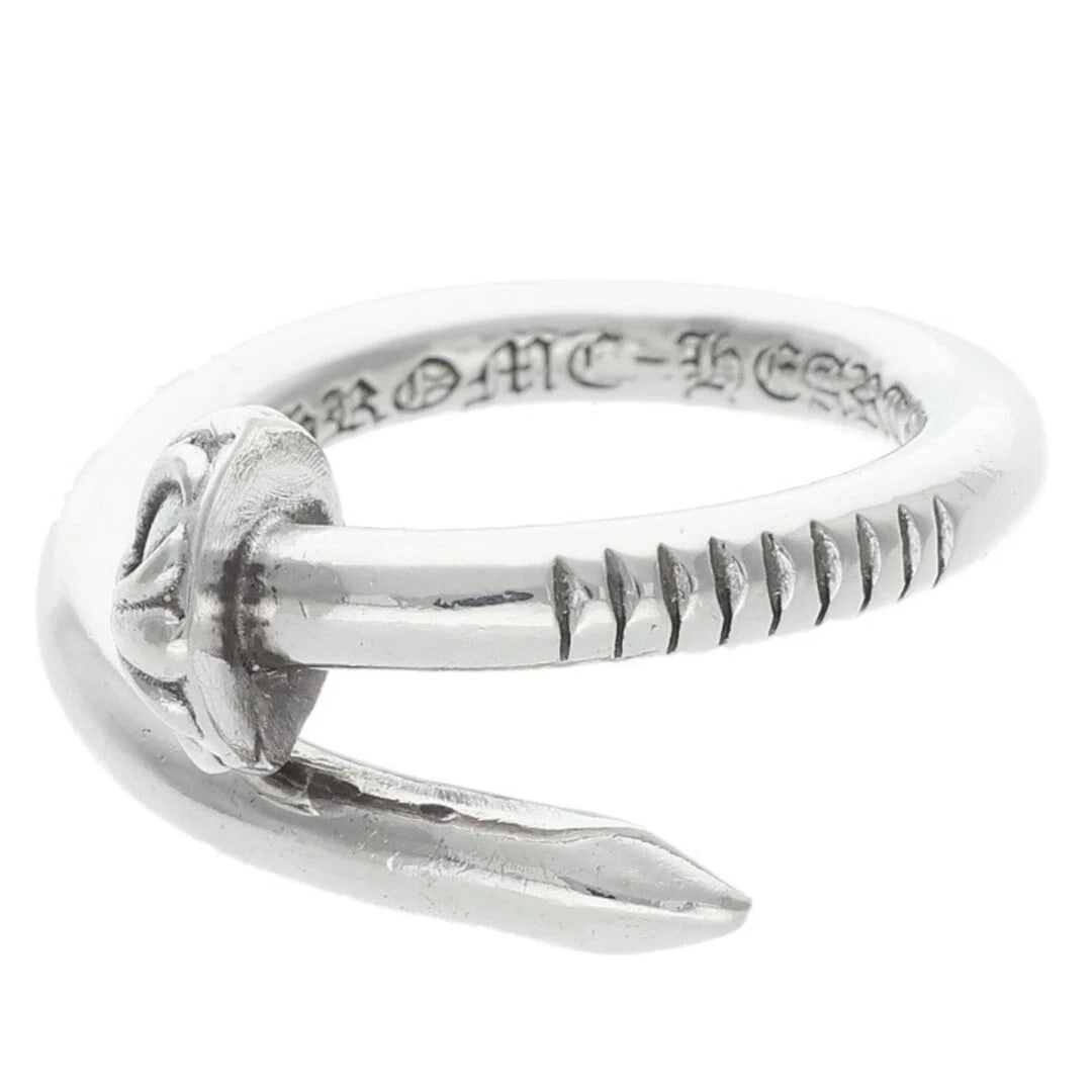 CHROME HEARTS NAIL CROSSBALL SILVER RING: Chrome Hearts NAIL Crossball Silver Ring Brand: Chrome Hearts Type/Style: Ring Material: 925 Silver Color: Silver Size: 5.25 - 5.5 US Accessories: None Accessories Notice: When purchasing pre-owned