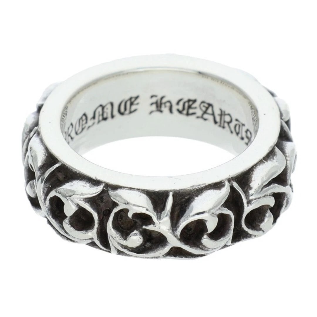 CHROME HEARTS ETRNITY VINE BAND ETERNITY RING: Chrome Hearts Etrnity Vine Band Eternity Ring Brand: Chrome Hearts Type/Style: Ring Material: 925 Silver Color: Silver Size: 5 - 5.25 US Accessories: None Accessories Notice: When purchasing