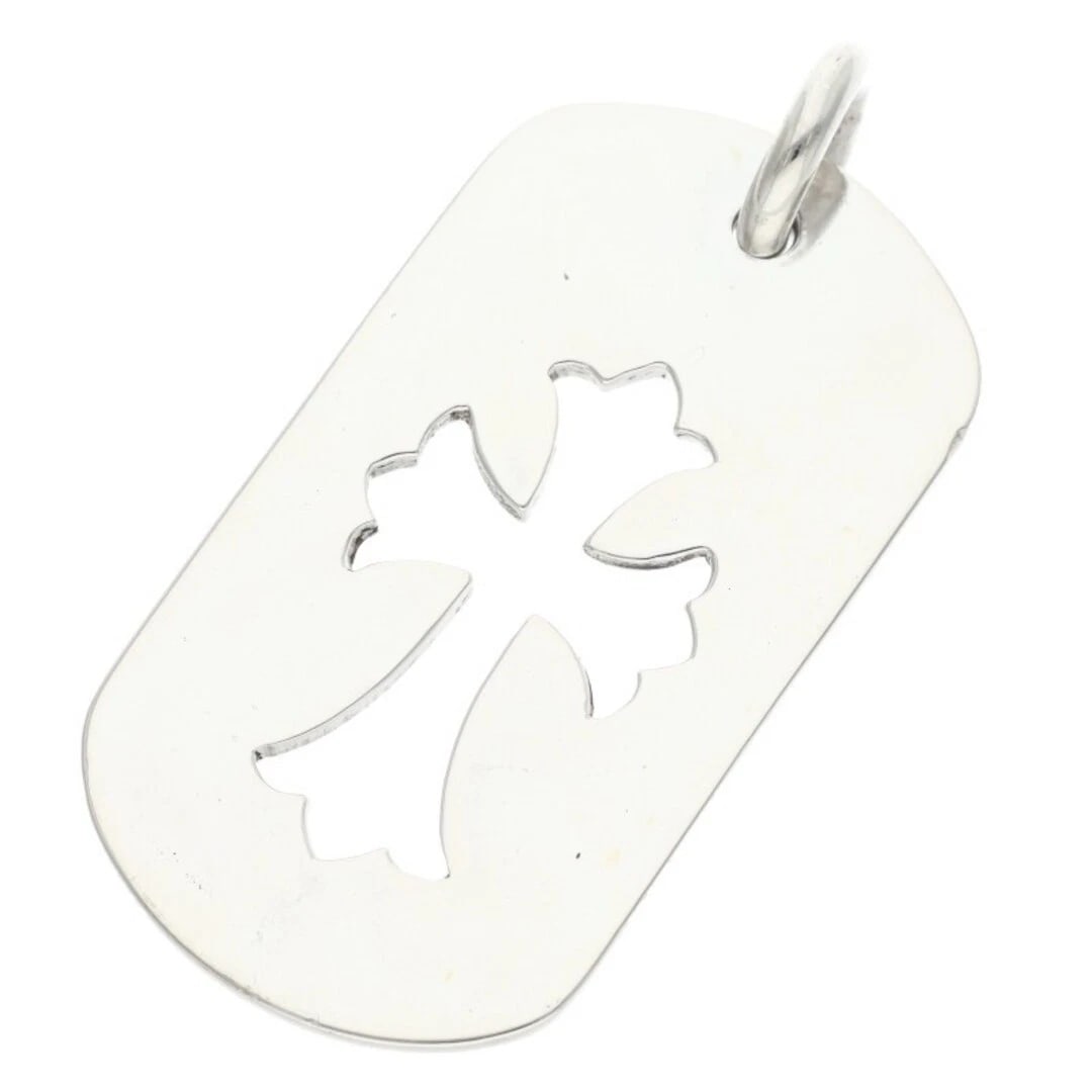 CHROME HEARTS CUTOUT CROSS LARGE DOG NECKLACE: CHROME HEARTS CUTOUT CROSS LARGE DOG NECKLACE Brand: Chrome Hearts Type/Style: Necklace Material: 925 Silver Color: Silver Size: Width 2.7cm, vertical 5.5cm Accessories: None Accessories Notice: When