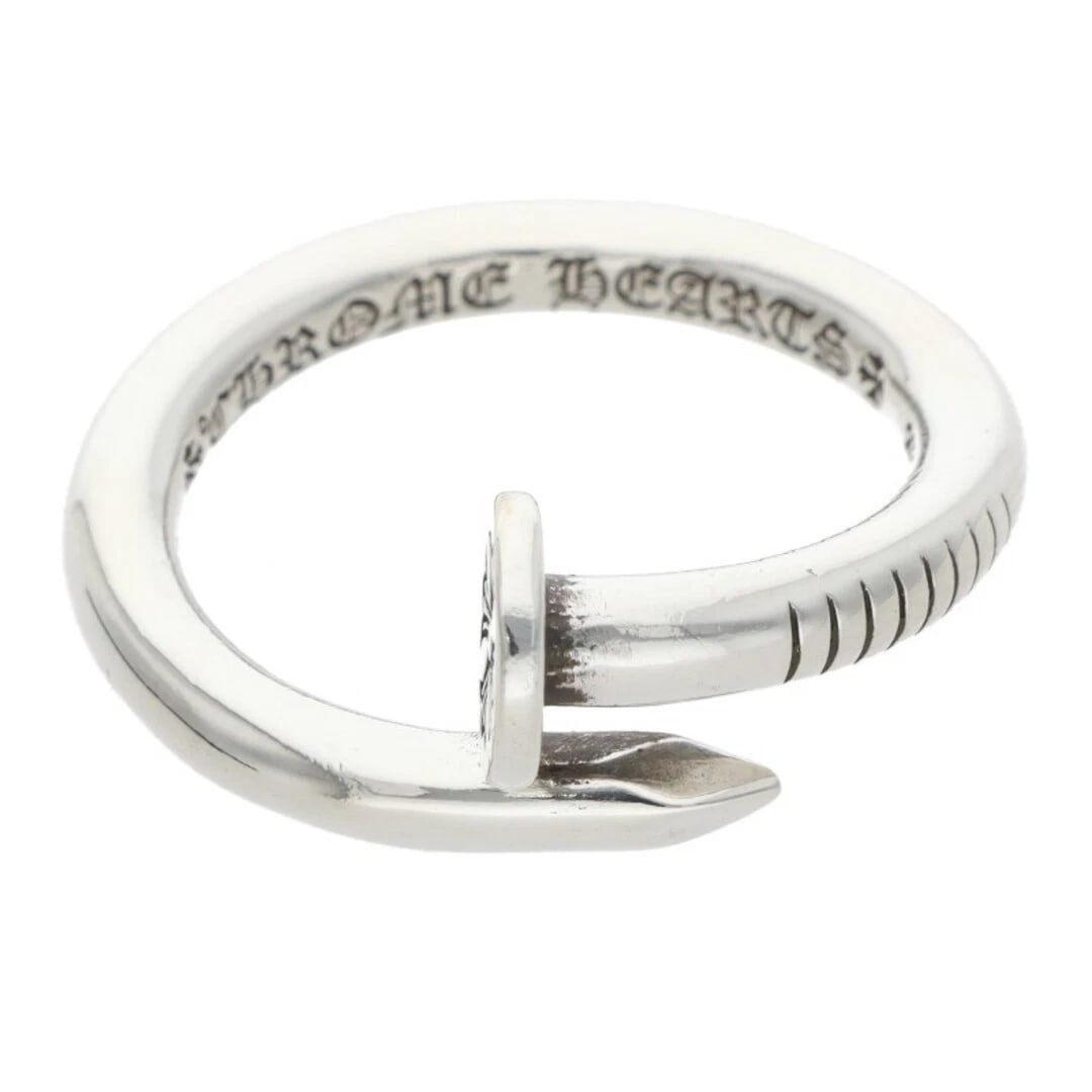 CHROME HEARTS NAIL FLAT SILVER RING: Chrome Hearts NAIL FLAT Silver Ring Brand: Chrome Hearts Type/Style: Ring Material: 925 Silver Color: Silver Size: 9.25 US Accessories: None Accessories Notice: When purchasing pre-owned goods,