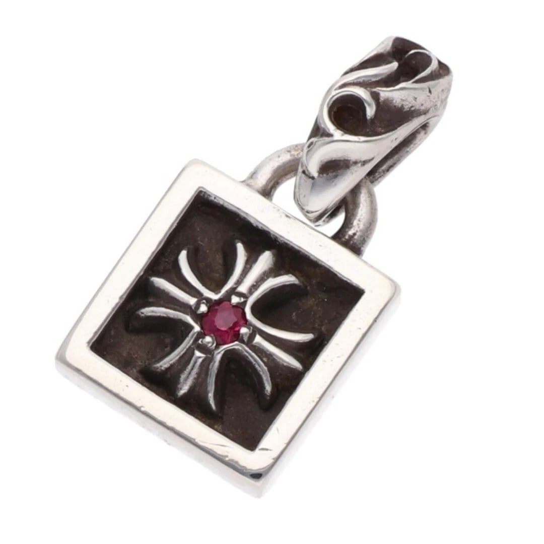 CHROME HEARTS CHARM SILVER NECKLACE: Chrome Hearts Charm Silver Necklace Brand: Chrome Hearts Type/Style: Necklace Material: 925 Silver Color: Silver, Red Size: Width 1.2cm, vertical 2.4cm Accessories: None Accessories Notice: When