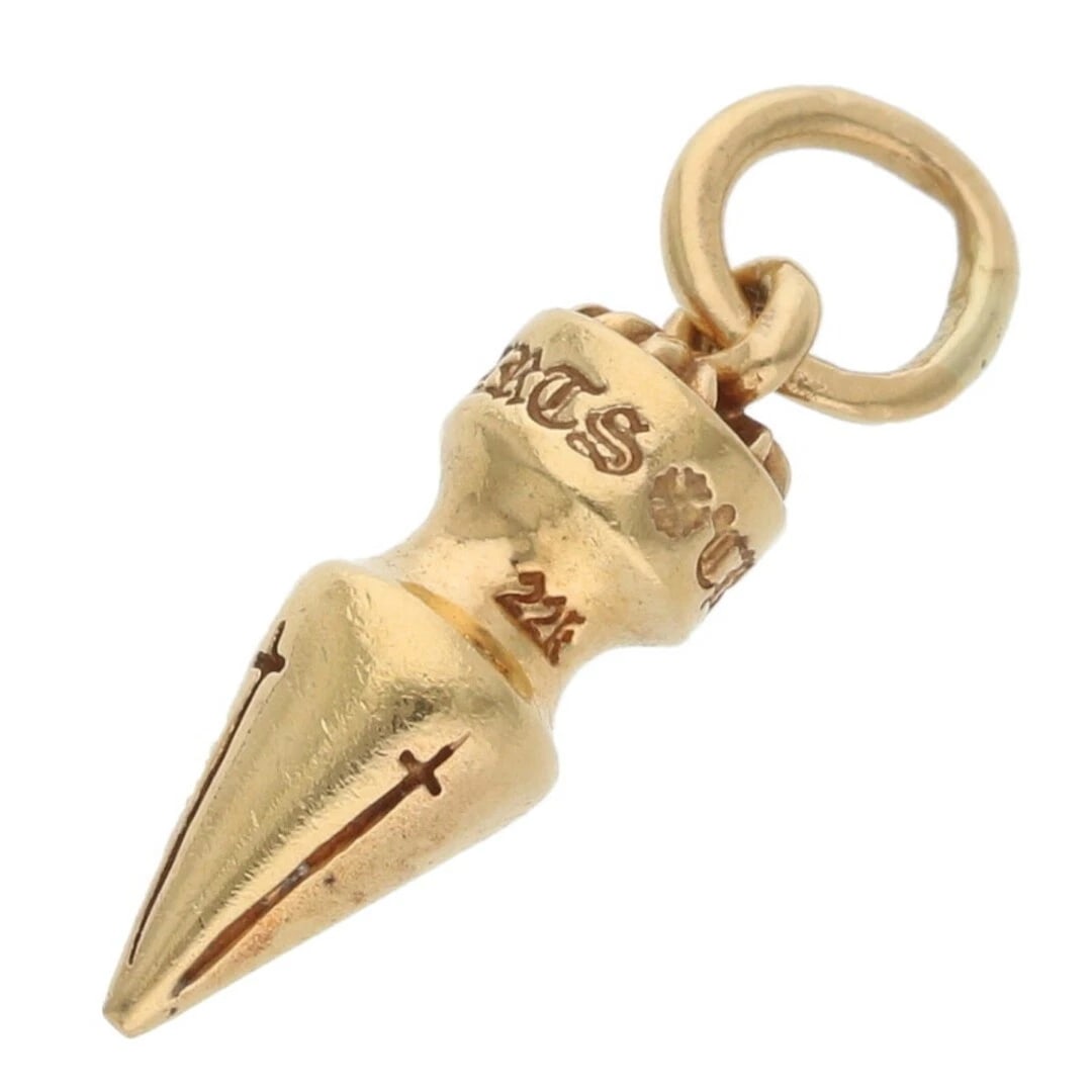 CHROME HEARTS SPIKE CHARM GOLD NECKLACE: Chrome Hearts Spike Charm Gold Necklace Brand: Chrome Hearts Type/Style: Necklace Material: 22K Gold Color: Yellow, Gold Size: Width 0.6cm, vertical 2cm Accessories: None Accessories Notic