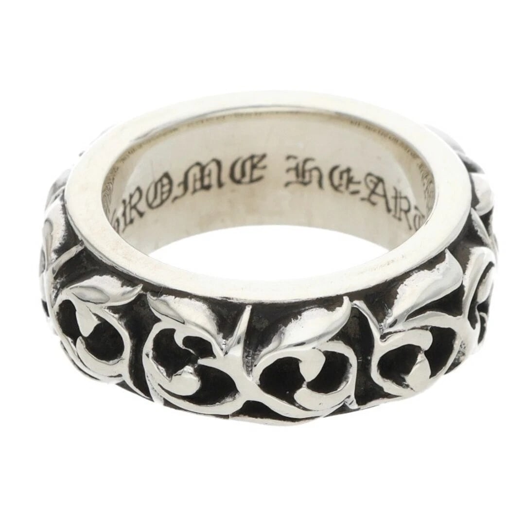 CHROME HEARTS ETRNITY VINE BAND SILVER RING: Chrome Hearts Etrnity Vine Band Silver Ring Brand: Chrome Hearts Type/Style: Ring Material: 925 Silver Color: Silver Size: 4.75 - 5 US Accessories: None Accessories Notice: When purchasing pre-owned