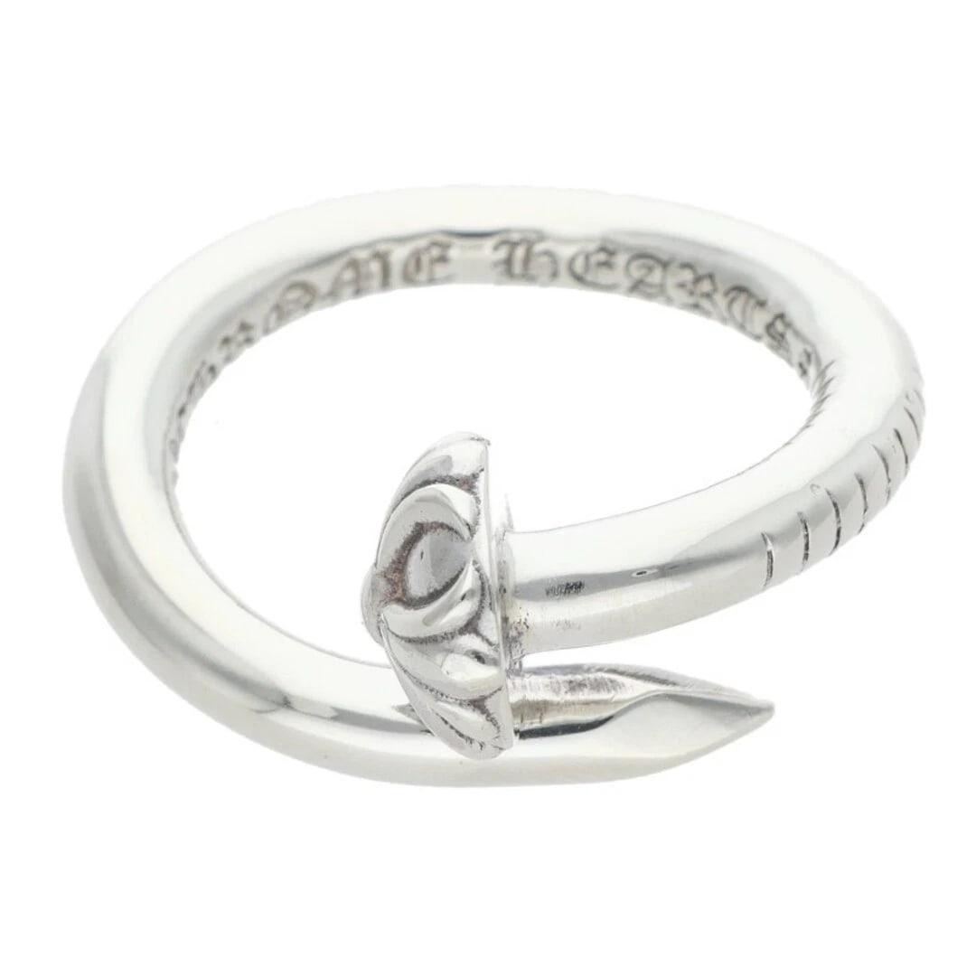 CHROME HEARTS NAIL CROSSBALL SILVER: Chrome Hearts NAIL Crossball Silver Brand: Chrome Hearts Type/Style: Ring Material: 925 Silver Color: Silver Size: 4.5 US Accessories: None Accessories Notice: When purchasing pre-owned goods, please