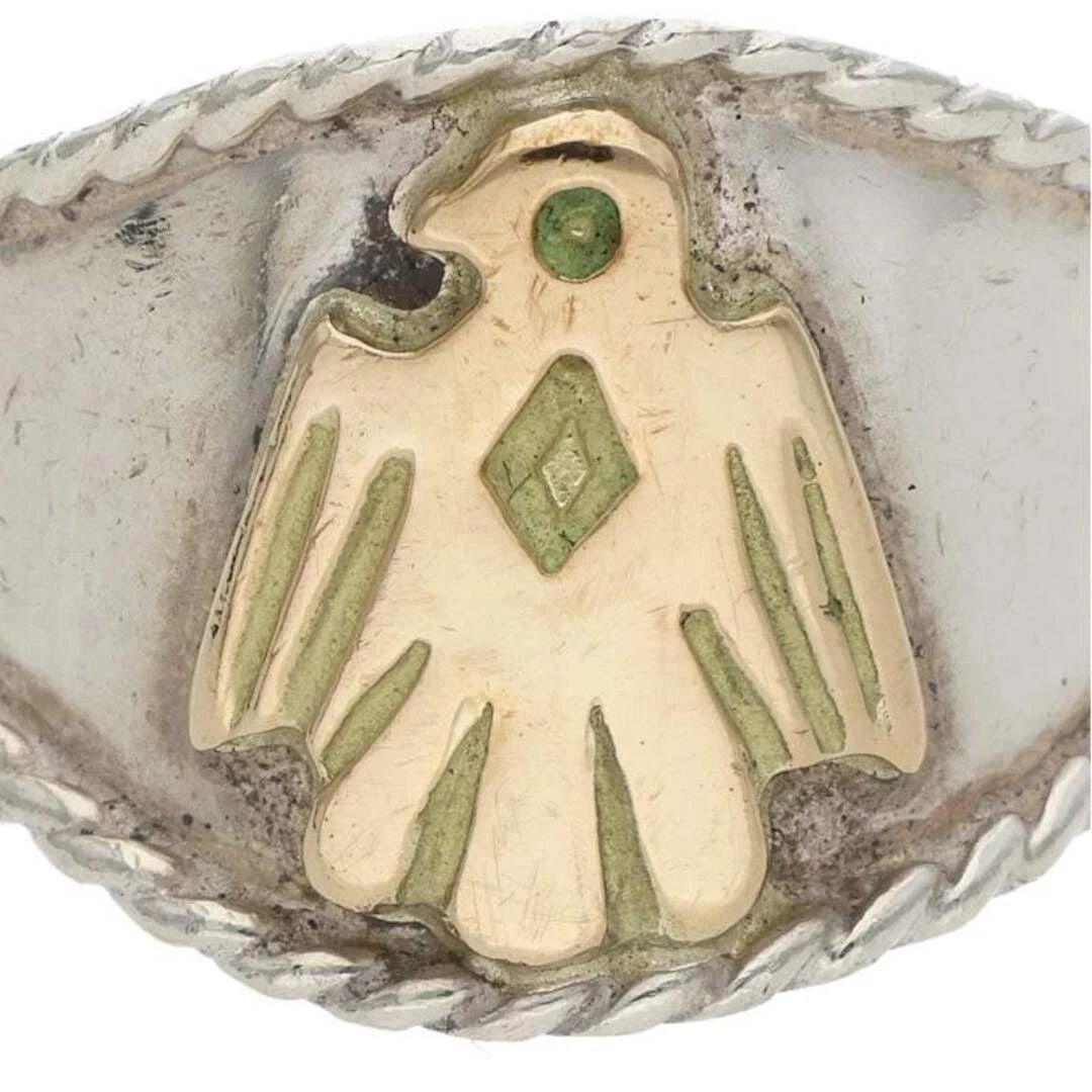GOROWS GOLD EAGLE METAL WITH SILVER ROPE RING - 2
