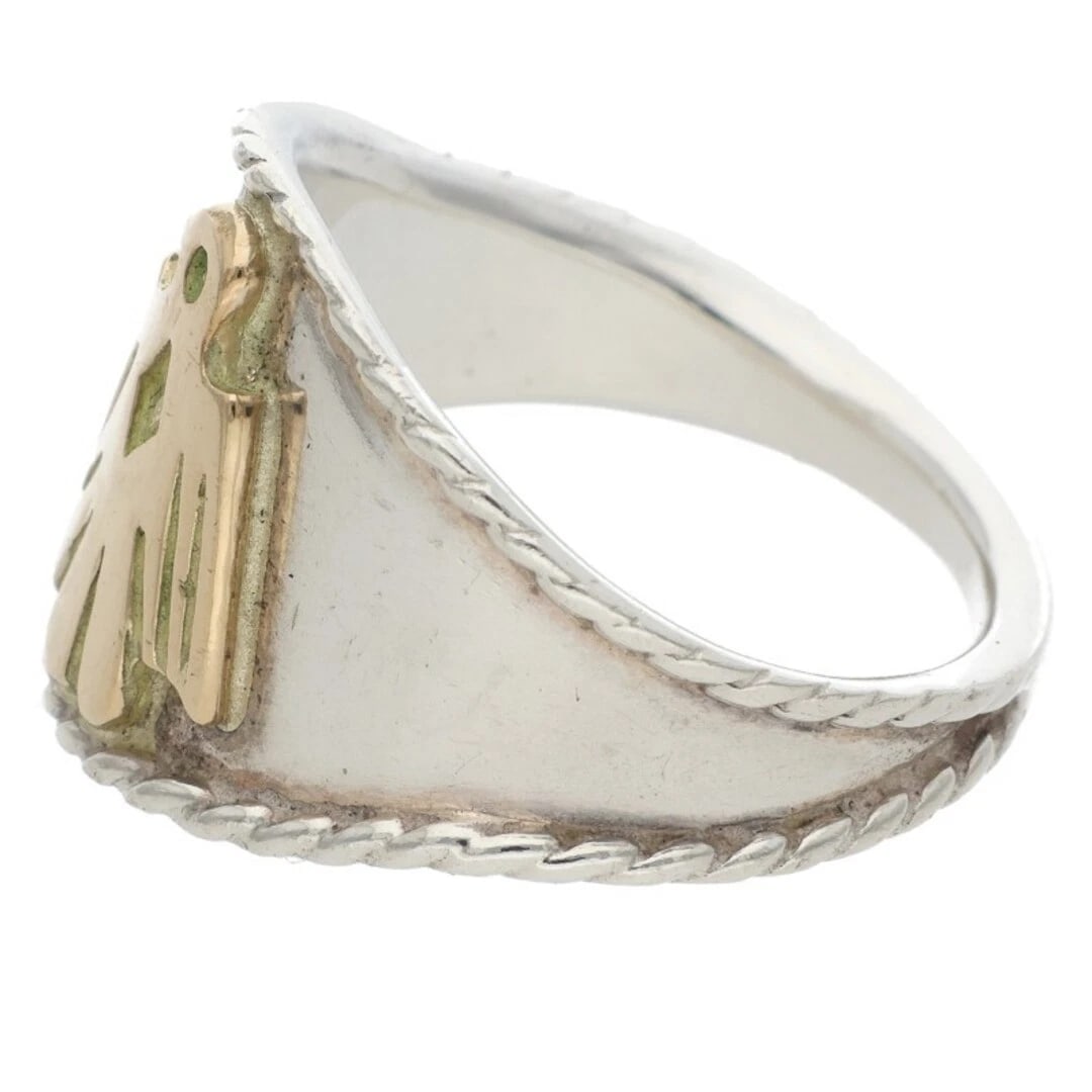 GOROWS GOLD EAGLE METAL WITH SILVER ROPE RING - 4
