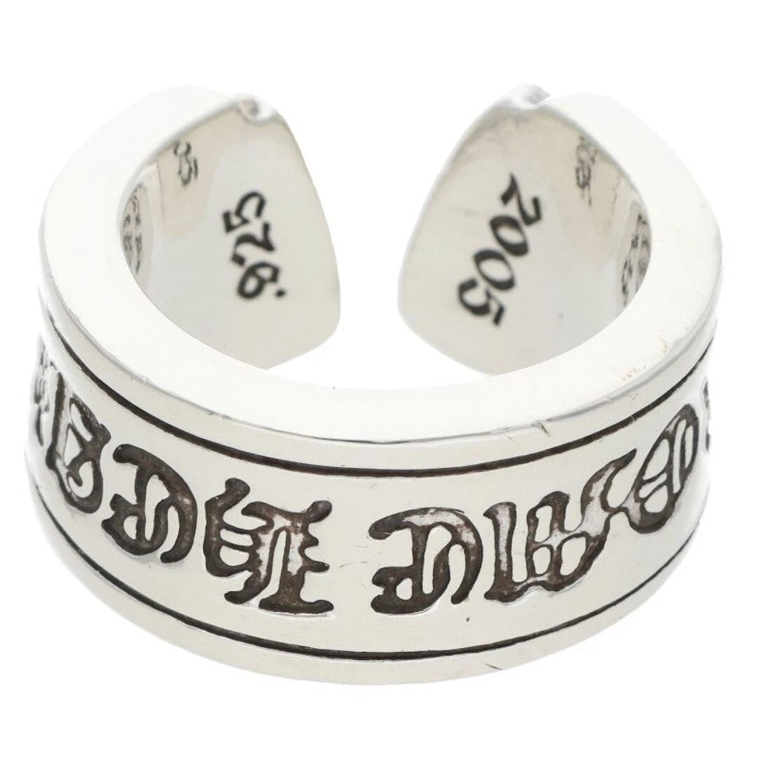 CHROME HEARTS SCROLL LABEL LARGE SILVER RING: Chrome Hearts SCROLL LABEL Large Silver Ring Brand: Chrome Hearts Type/Style: Ring Material: 925 Silver Color: Silver Size: 6.75 - 7 US Accessories: None Accessories Notice: When purchasing pre-owned