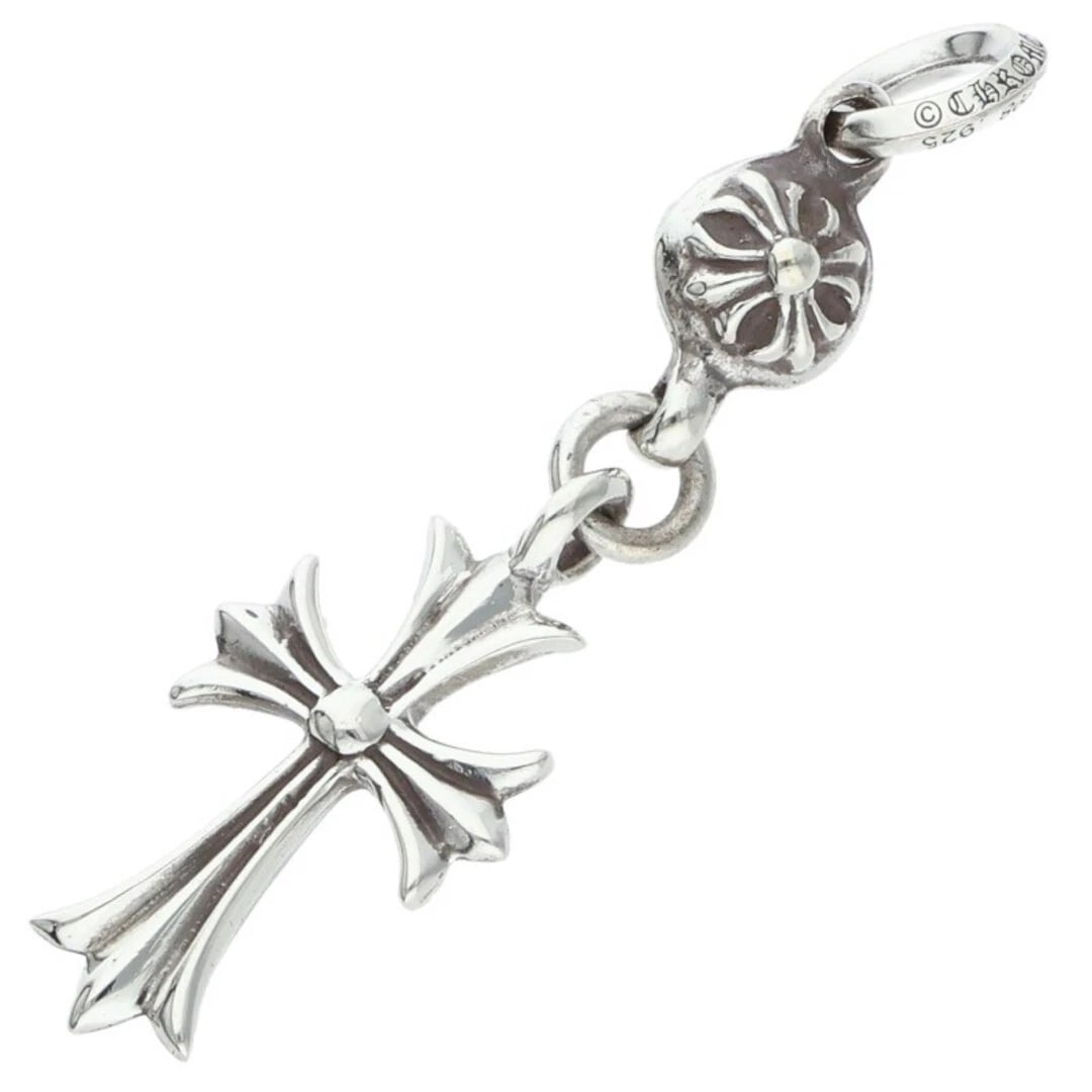 CHROME HEARTS 1 BALL TINY CROSS CHARM SILVER NECKLACE: Chrome Hearts 1 Ball Tiny Cross Charm Silver Necklace Brand: Chrome Hearts Type/Style: Necklace Material: 925 Silver Color: Silver Size: Width 1.7cm, vertical 5.8cm Accessories: None Accessories
