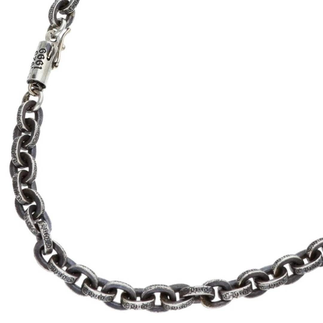 CHROME HEARTS PAPER CHAIN SILVER NECKLACE: Chrome Hearts PAPER CHAIN Silver Necklace Brand: Chrome Hearts Type/Style: Necklace Material: 925 Silver Color: Silver Size: Chain width 0.5cm, total length 46cm Accessories: None Accessories Notice:
