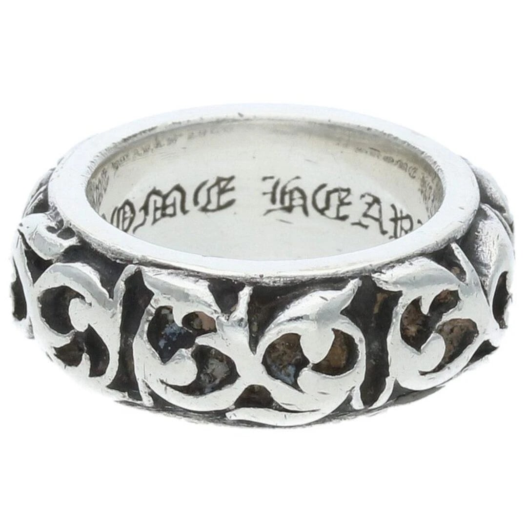 CHROME HEARTS ETRNITY VINE BAND SILVER RING: Chrome Hearts Etrnity Vine Band Silver Ring Brand: Chrome Hearts Type/Style: Ring Material: 925 Silver Color: Silver Size: 4 US Accessories: None Accessories Notice: When purchasing pre-owned goods,