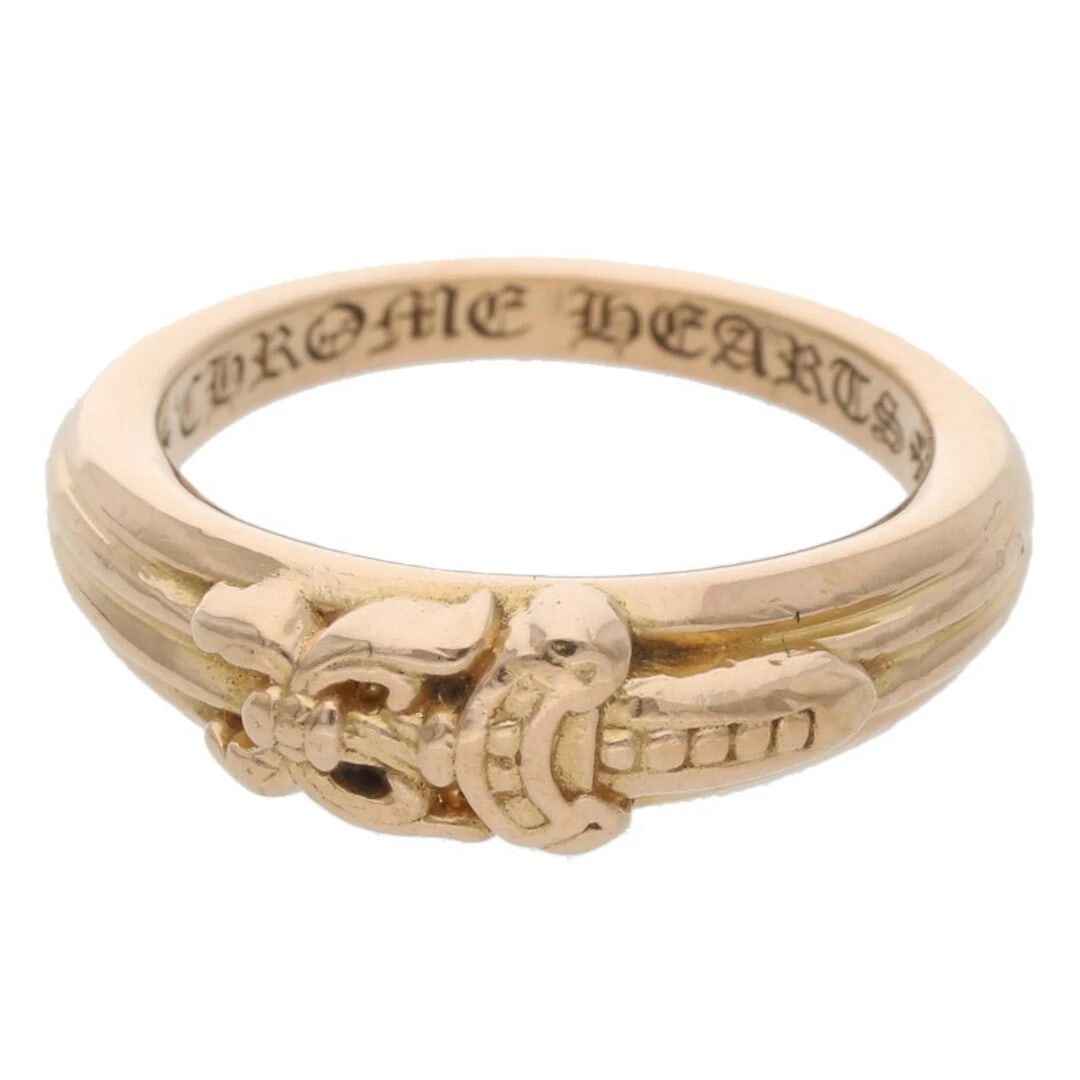 CHROME HEARTS CLASSIC DAGGER GOLD RING: Chrome Hearts Classic Dagger Gold Ring Brand: Chrome Hearts Type/Style: Ring Material: 925 Silver Color: Silver Size: 5.25 US Accessories: None Accessories Notice: When purchasing pre-owned goods,