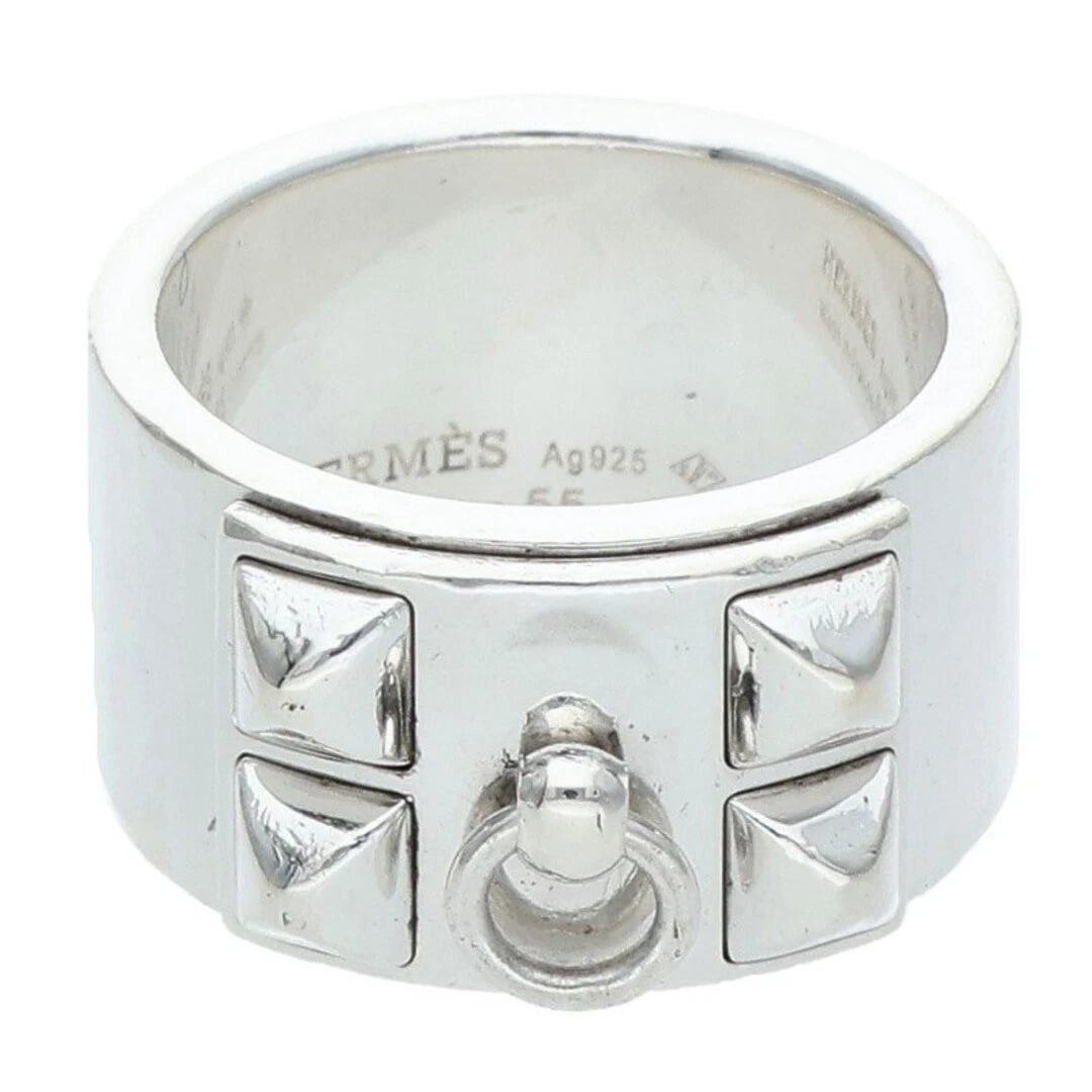HERMES COLLIER CORIEDOSIAN SILVER RING: Hermes Collier Coriedosian Silver Ring Brand: HERMES Type/Style: Ring Material: 925 Silver Color: Silver Size: 6.75 - 7 US Accessories: None Accessories Notice: When purchasing pre-owned goods,