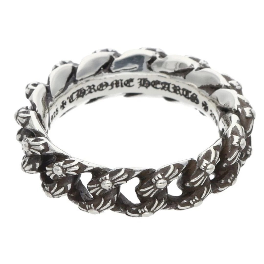 CHROME HEARTS EXTRA SMALL SILVER RING: Chrome Hearts Extra Small Silver Ring Brand: Chrome Hearts Type/Style: Ring Material: 925 Silver Color: Silver Size: 7.5 US Accessories: None Accessories Notice: When purchasing pre-owned goods,