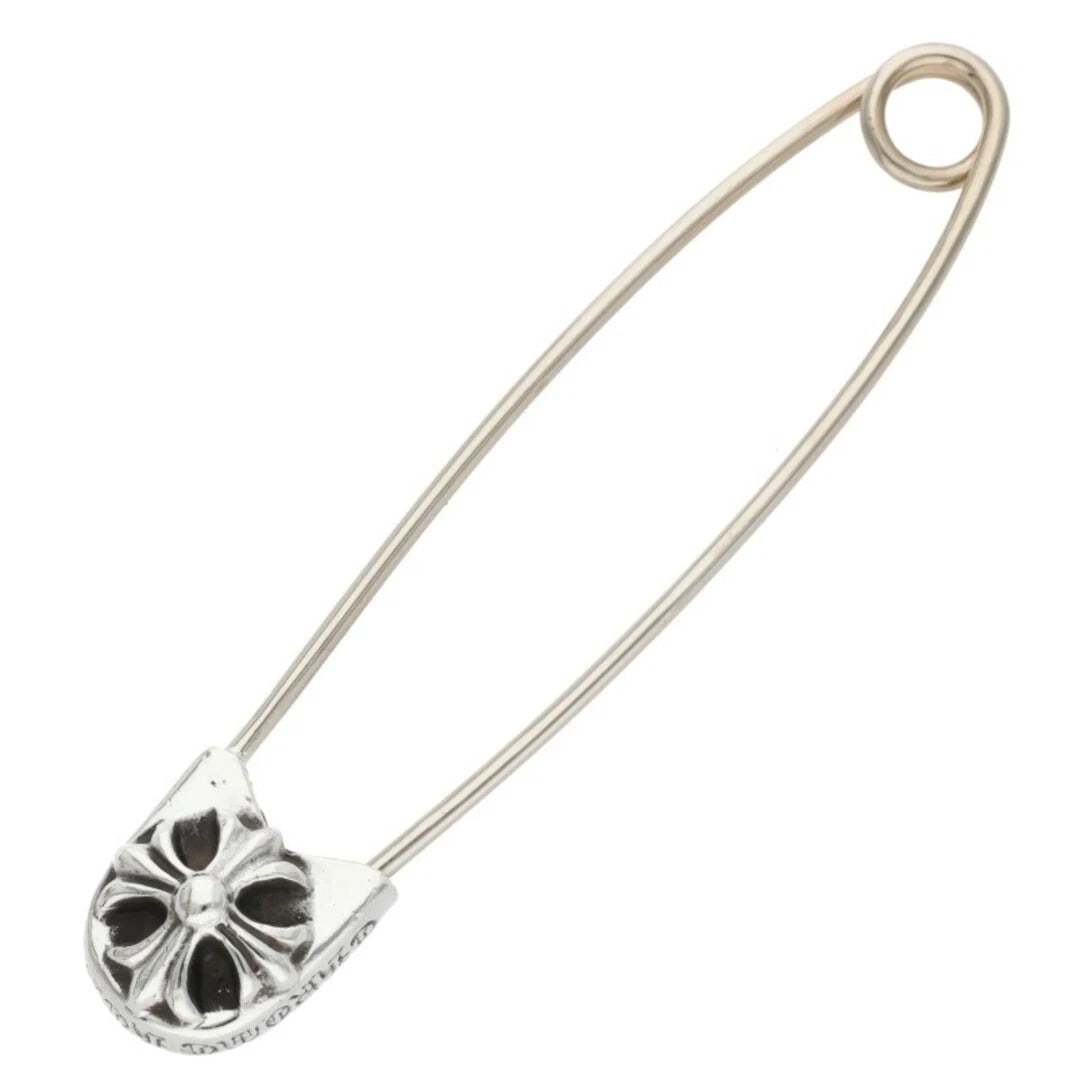 CHROME HEARTS SAFETY PIN LARGE SILVER NECKLACE: Chrome Hearts Safety Pin large Silver Necklace Brand: Chrome Hearts Type/Style: Necklace Material: 925 Silver Color: Silver Size: Width 1.2cm, vertical 5.6cm Accessories: None Accessories Notice: