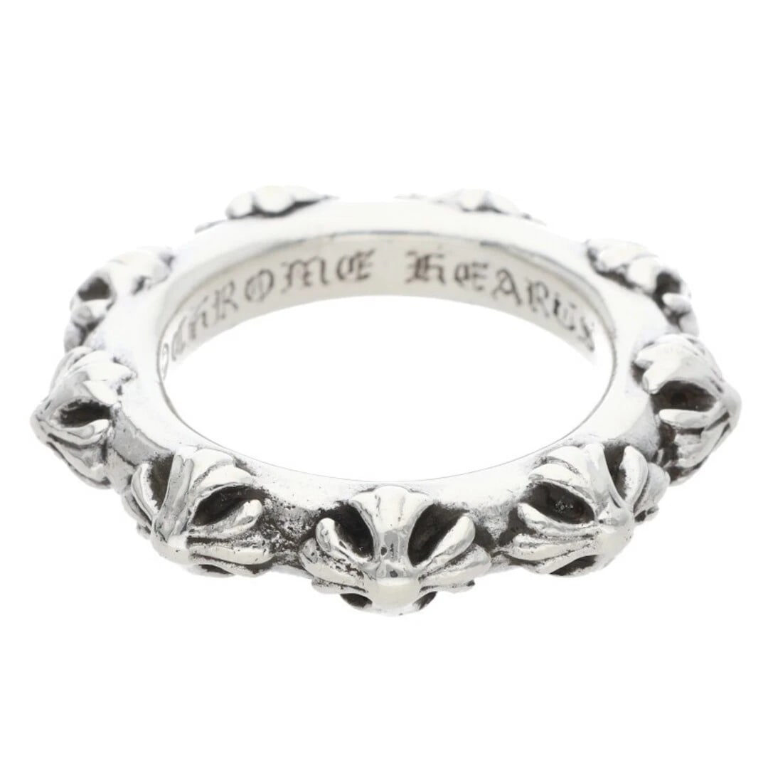 CHROME HEARTS CROSS BAND SILVER RING: Chrome Hearts Cross Band Silver Ring Brand: Chrome Hearts Type/Style: Ring Material: 925 Silver Color: Silver Size: 9.5 US Accessories: None Accessories Notice: When purchasing pre-owned goods,