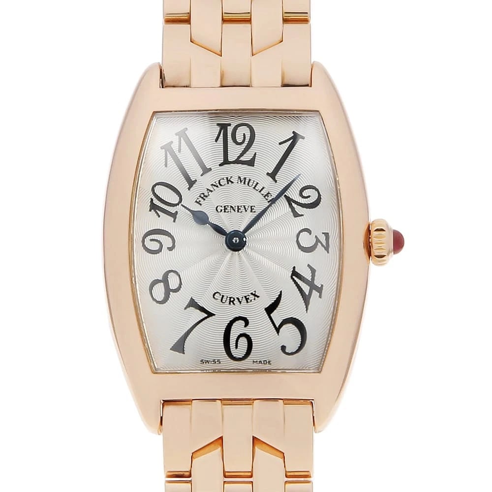 FRANCK MULLER PINK GOLD WATCH: FRANCK MULLER Pink Gold Watch Brand: FRANCK MULLER Type/Style: Wrist watch Material: Band Material Pink Gold, Case Material Pink Gold Color: Dial colour Silver Size: Case:W35mm x H25mm Circumference