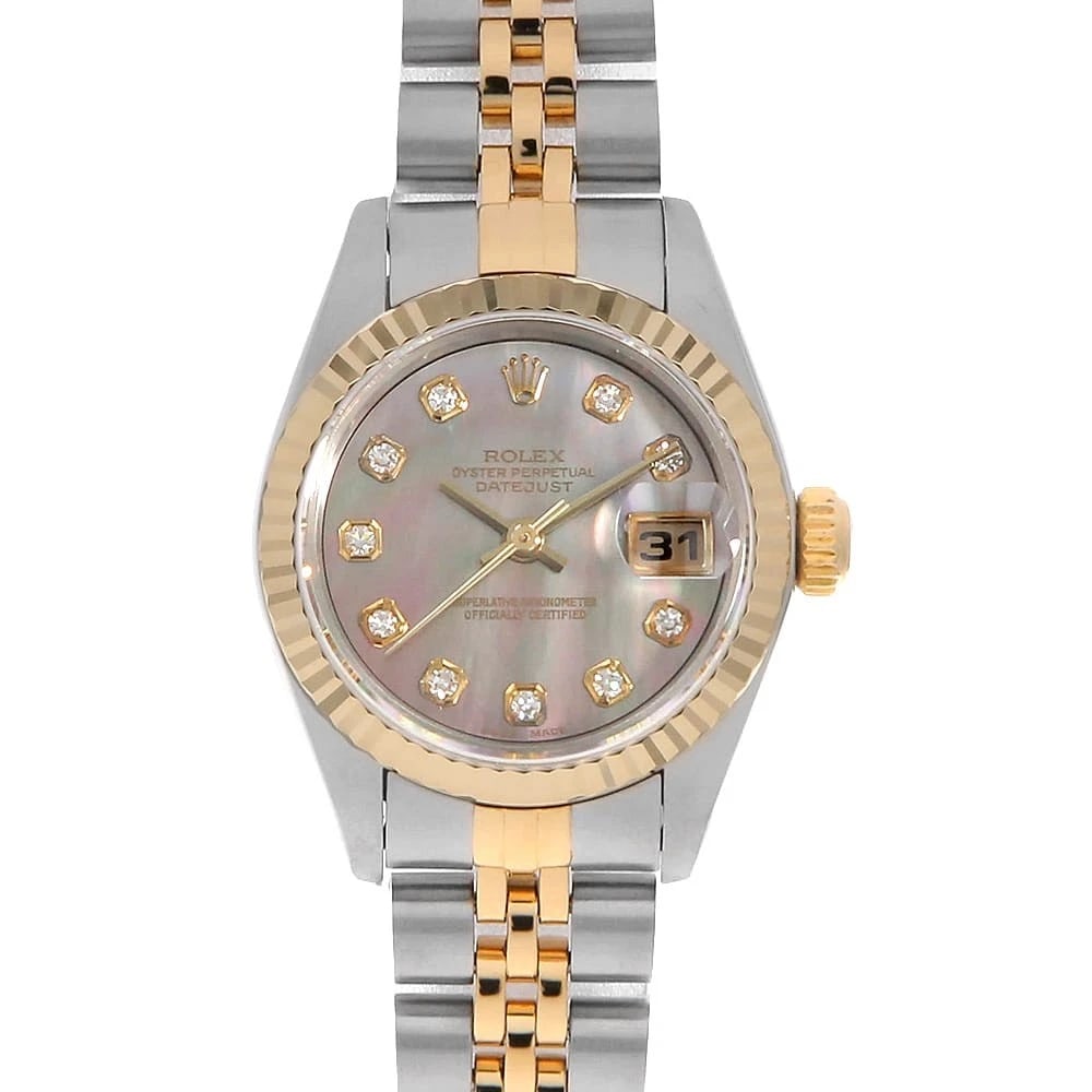 ROLEX DATEJUST DIAMOND BLACK WATCH: ROLEX Datejust Diamond black Watch Brand: ROLEX Type/Style: Wrist watch Material: Band Material Stainless Steel/Yellow Gold, Case Material Stainless Steel/Yellow Gold Color: Dial colour Black Size: