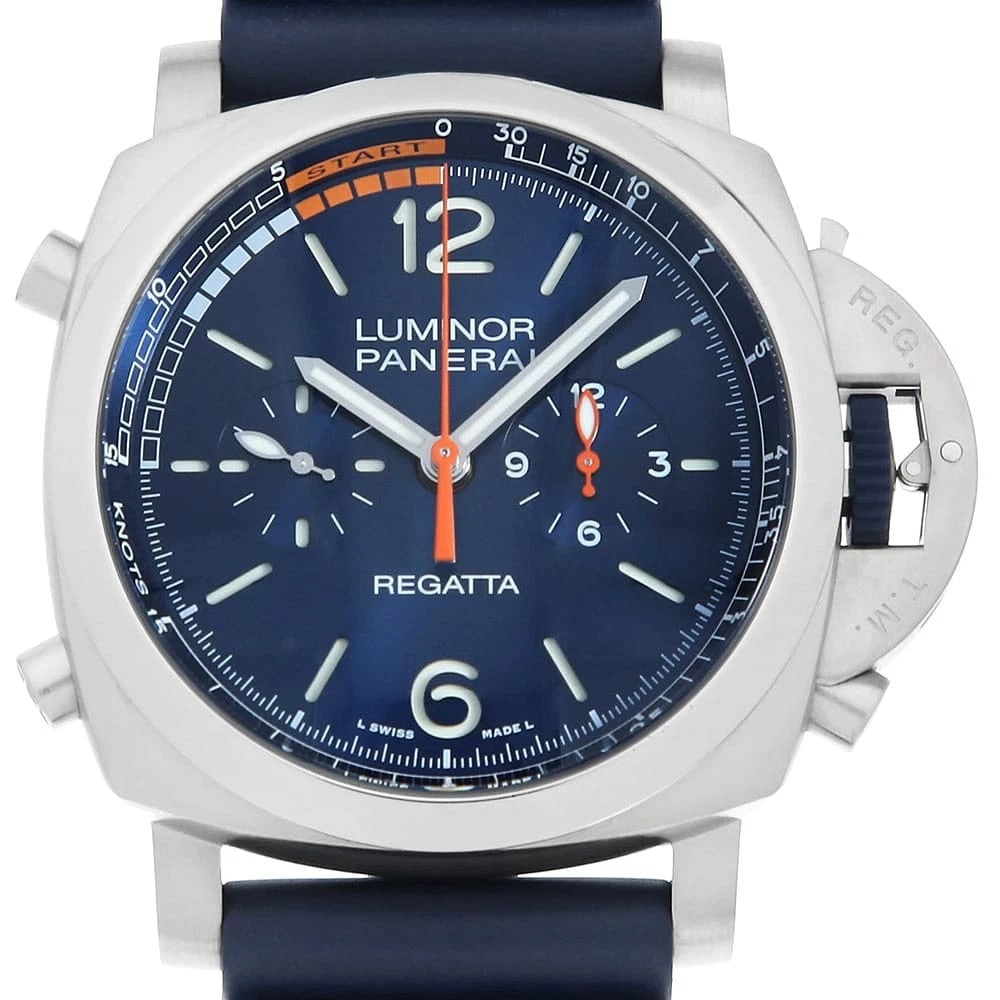 PANERAI LUMINOR REGATTA BLUE WATCH: PANERAI Luminor Regatta Blue Watch Brand: PANERAI Type/Style: Wrist watch Material: Band Material rubber, Case Material Titanium Color: Dial colour Blue Size: Case:W47mm Accessories: None Accessories