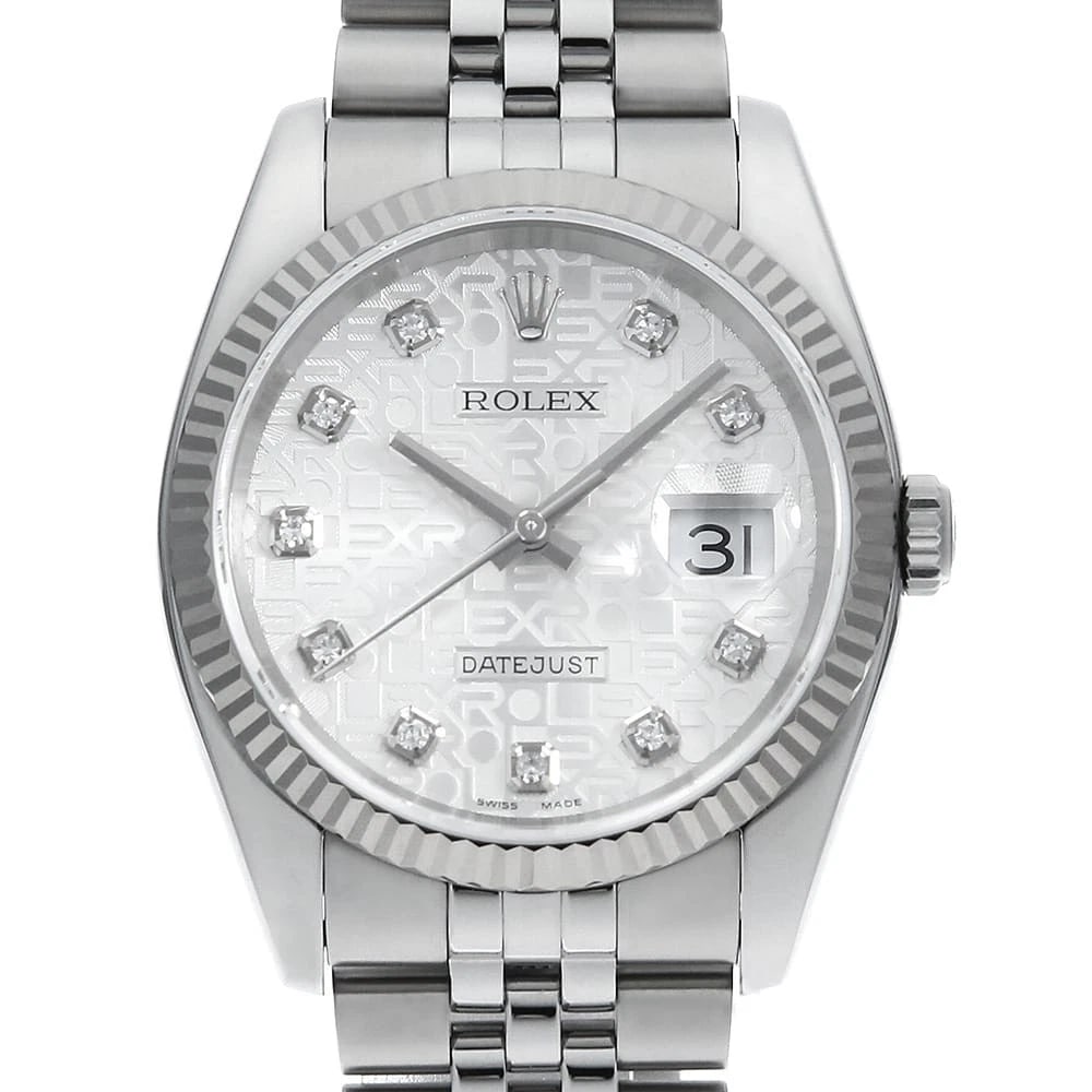 ROLEX DATEJUST DIAMOND SILVER CARVING COMPUTER WATCH: ROLEX Datejust Diamond Silver Carving Computer Watch Brand: ROLEX Type/Style: Wrist watch Material: Band Material Stainless Steel, Case Material Stainless Steel/White gold Color: Dial colour Silver Si