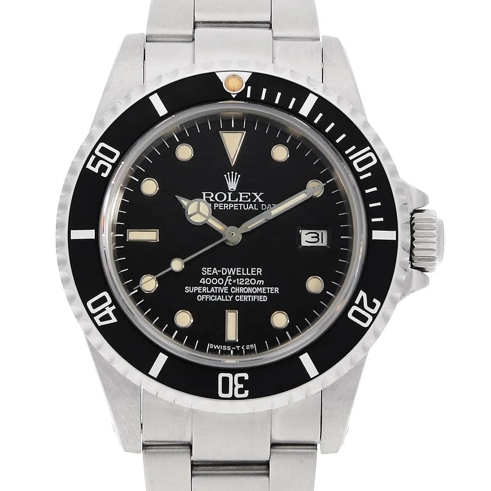 ROLEX SEA-DWELLER BLACK WATCH: ROLEX SEA-DWELLER black Watch Brand: ROLEX Type/Style: Wrist watch Material: Band Material Stainless Steel, Case Material Stainless Steel Color: Dial colour Black Size: Case:W40mm Circumference of Wri