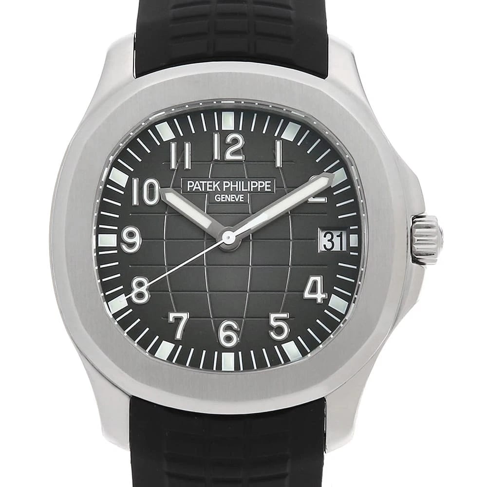 PATEK PHILIPPE AQUANAUT STAINLESS STEEL WATCH: PATEK PHILIPPE Aquanaut Stainless Steel Watch Brand: PATEK PHILIPPE Type/Style: Wrist watch Material: Band Material rubber, Case Material Stainless Steel Color: Dial colour Black Size: Case:W40.8mm Ci