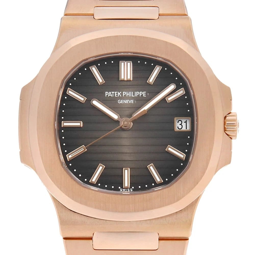 PATEK PHILIPPE NAUTILUS ROSE GOLD WATCH: PATEK PHILIPPE Nautilus Rose Gold Watch Brand: PATEK PHILIPPE Type/Style: Wrist watch Material: Band Material Rose Gold, Case Material Rose Gold Color: Dial colour Brown Size: Case:W38mm x H43mm Circu