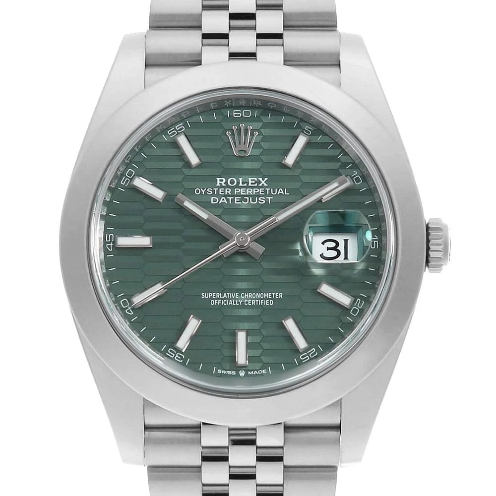 ROLEX DATEJUST MINT GREEN STAINLESS STEEL WATCH: ROLEX Datejust Mint green Stainless Steel Watch Brand: ROLEX Type/Style: Wrist watch Material: Band Material Stainless Steel, Case Material Stainless Steel Color: Dial colour Mint Green Size: