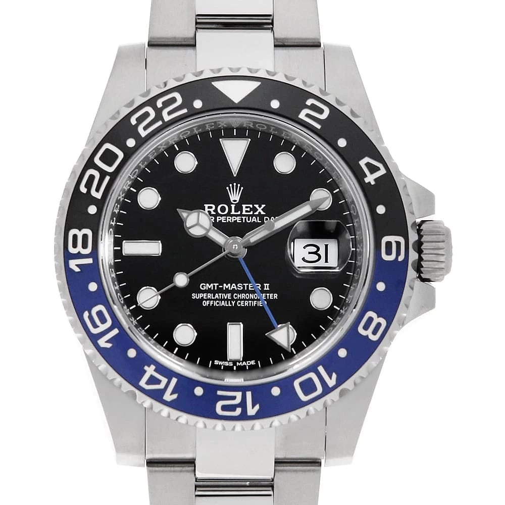 ROLEX GMT MASTER BLACK WATCH: ROLEX GMT Master black Watch Brand: ROLEX Type/Style: Wrist watch Material: Band Material Stainless Steel, Case Material Stainless Steel Color: Dial colour Black Size: Case:W40mm Circumference of Wris