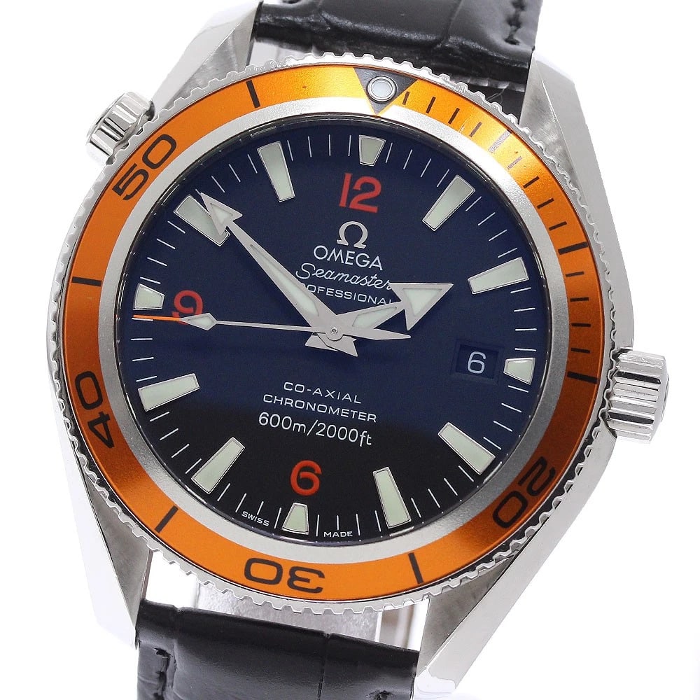 OMEGA SEAMASTER PLANET OCEAN COAXIAL AUTOMATIC WATCH: OMEGA Seamaster Planet Ocean Coaxial Automatic WATCH Brand: OMEGA Type/Style: Wristwatch Material: Band Material leather, Case Material Stainless Steel Color: Band Color black, Case Color Silver, Dial