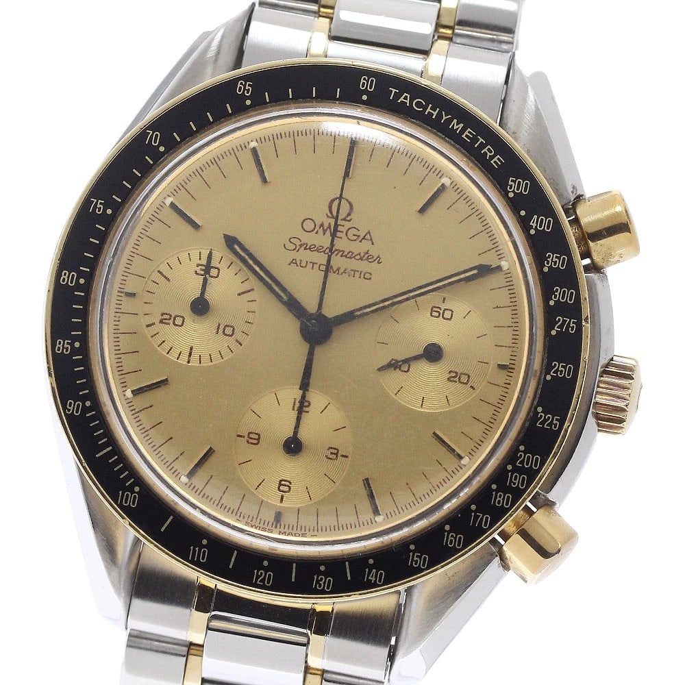 OMEGA SPEEDMASTER CHRONOGRAPH GOLD DIAL AUTOMATIC WATCH: OMEGA Speedmaster Chronograph gold Dial Automatic Watch Brand: OMEGA Type/Style: Wristwatch Material: Band Material Stainless Steel/YG, Case Material Stainless Steel/YG Color: Band Color Silver / Gold
