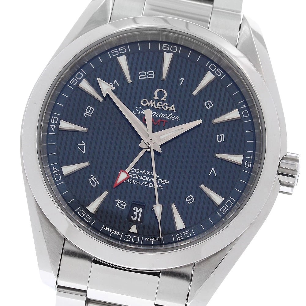 OMEGA SEAMASTER AQUA TERRA GMT AUTOMATIC WATCH: OMEGA Seamaster Aqua Terra GMT Automatic Watch Brand: OMEGA Type/Style: Wristwatch Material: Band Material Stainless Steel, Case Material Stainless Steel Color: Band Color Silver, Case Color Silver, D