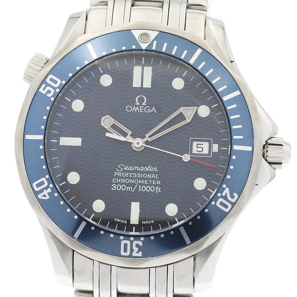 OMEGA SEAMASTER DATE NAVY DIAL AUTOMATIC WATCH: OMEGA Seamaster Date Navy Dial Automatic Watch Brand: OMEGA Type/Style: Wristwatch Material: Band Material Stainless Steel, Case Material Stainless Steel Color: Band Color Silver, Case Color Silver, D