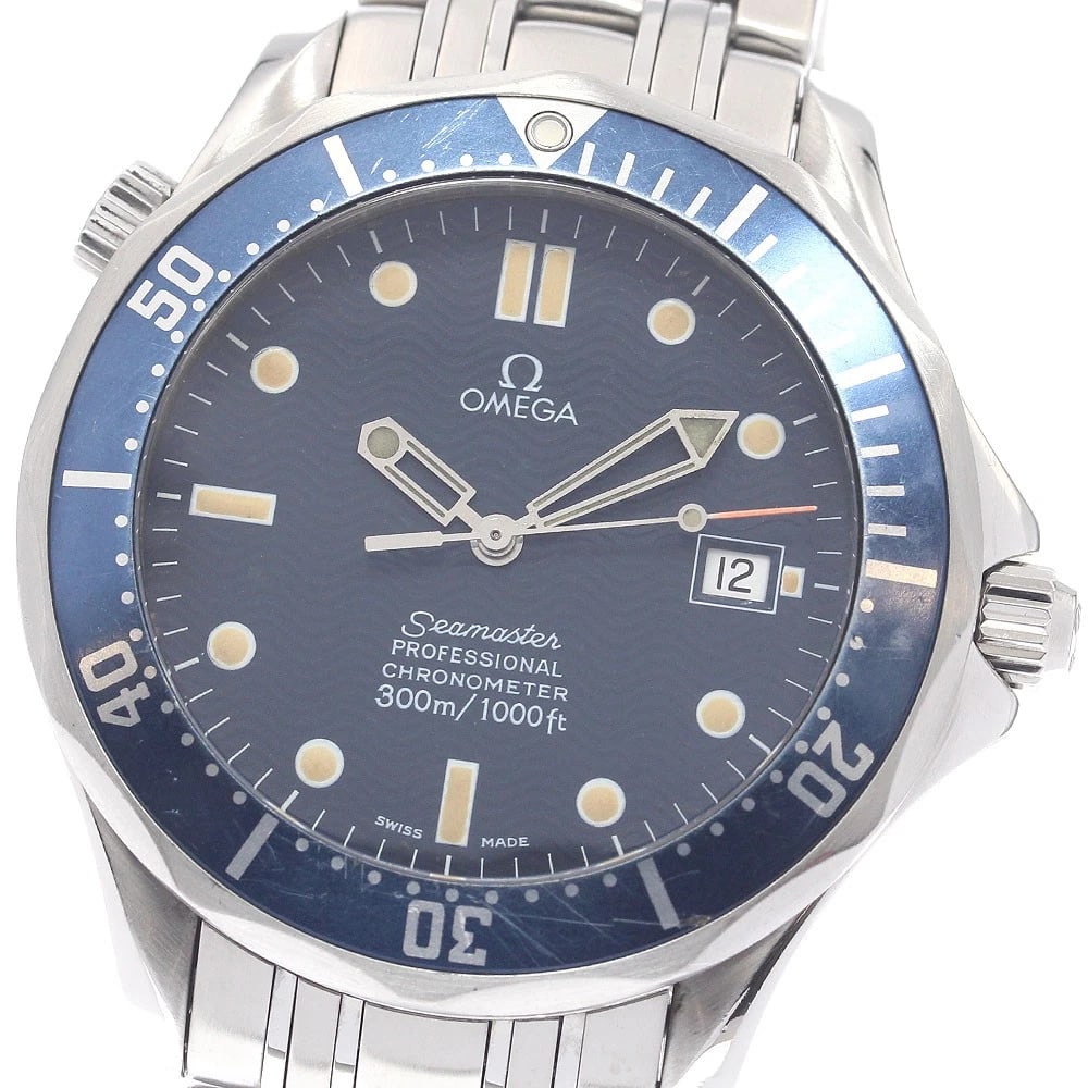 OMEGA SEAMASTER DATE NAVY DIAL AUTOMATIC WATCH: OMEGA Seamaster Date Navy Dial Automatic Watch Brand: OMEGA Type/Style: Wristwatch Material: Band Material Stainless Steel, Case Material Stainless Steel Color: Band Color Silver, Case Color Silver,