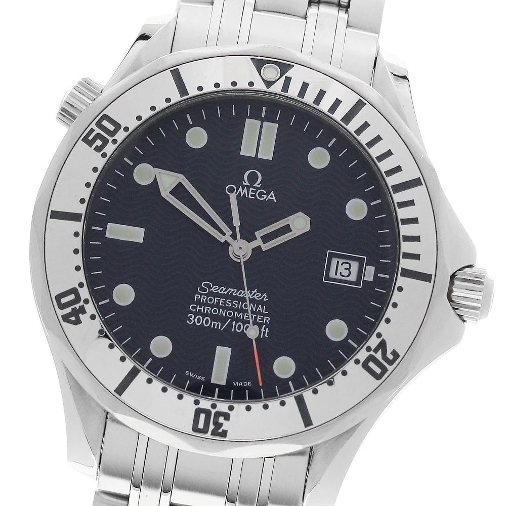 OMEGA SEAMASTER DATE NAVY DIAL AUTOMATIC WATCH: OMEGA Seamaster Date Navy Dial Automatic Watch Brand: OMEGA Type/Style: Wristwatch Material: Band Material Stainless Steel, Case Material Stainless Steel Color: Band Color Silver, Case Color Silver, D