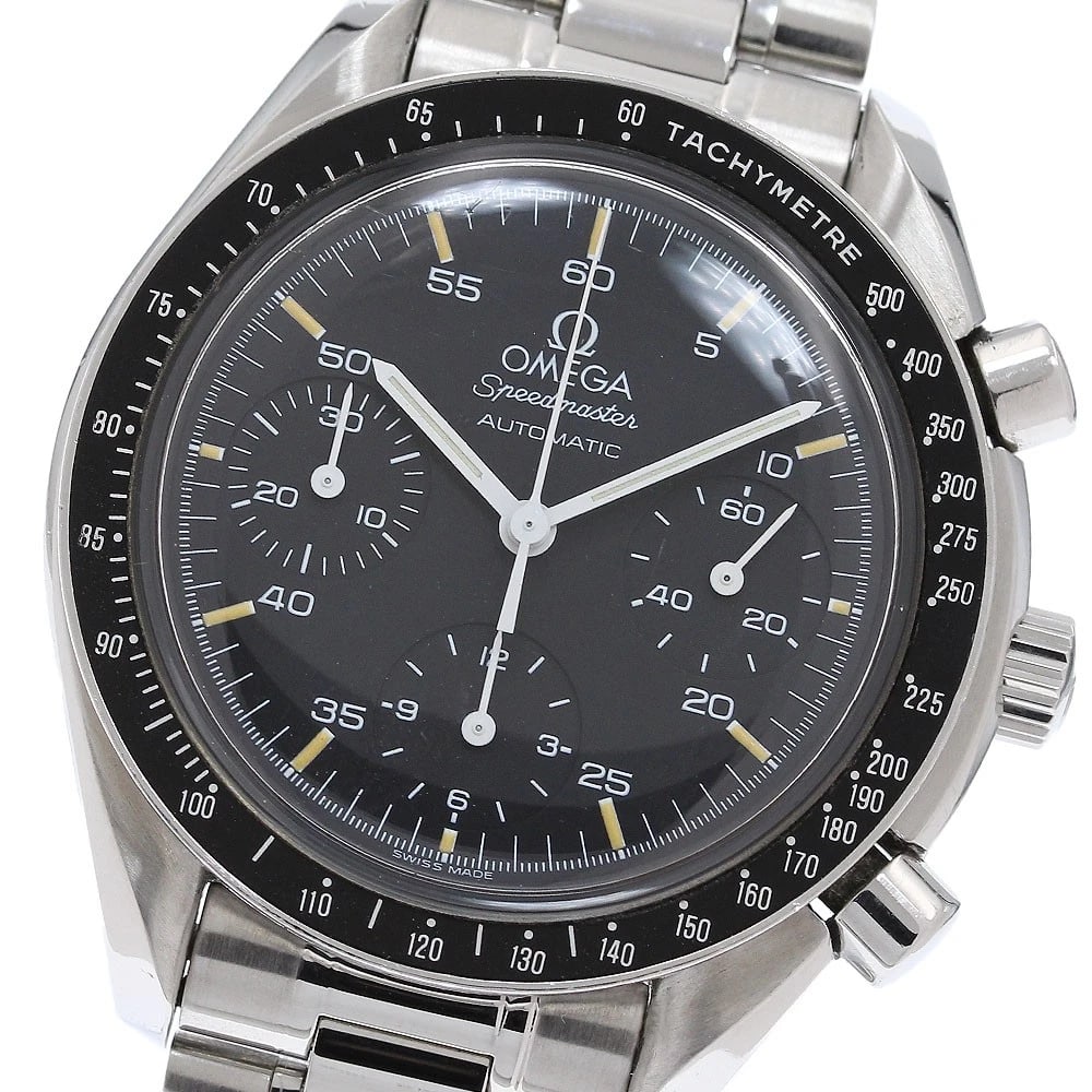 OMEGA SPEEDMASTER CHRONOGRAPH BLACK DIAL AUTOMATIC WATCH: OMEGA Speedmaster Chronograph black Dial Automatic Watch Brand: OMEGA Type/Style: Wristwatch Material: Band Material Stainless Steel, Case Material Stainless Steel Color: Band Color Silver, Case