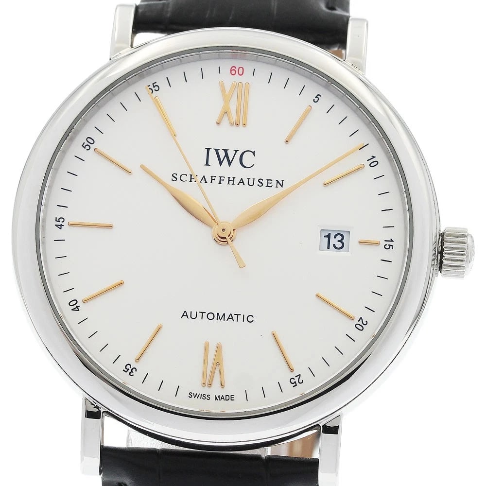 IWC SCHAFFHAUSEN PORTOFINO SILVER DIAL AUTOMATIC WATCH: IWC SCHAFFHAUSEN Portofino Silver Dial Automatic Watch Brand: IWC SCHAFFHAUSEN Type/Style: Wristwatch Material: Band Material leather, Case Material Stainless Steel Color: Band Color black, Case