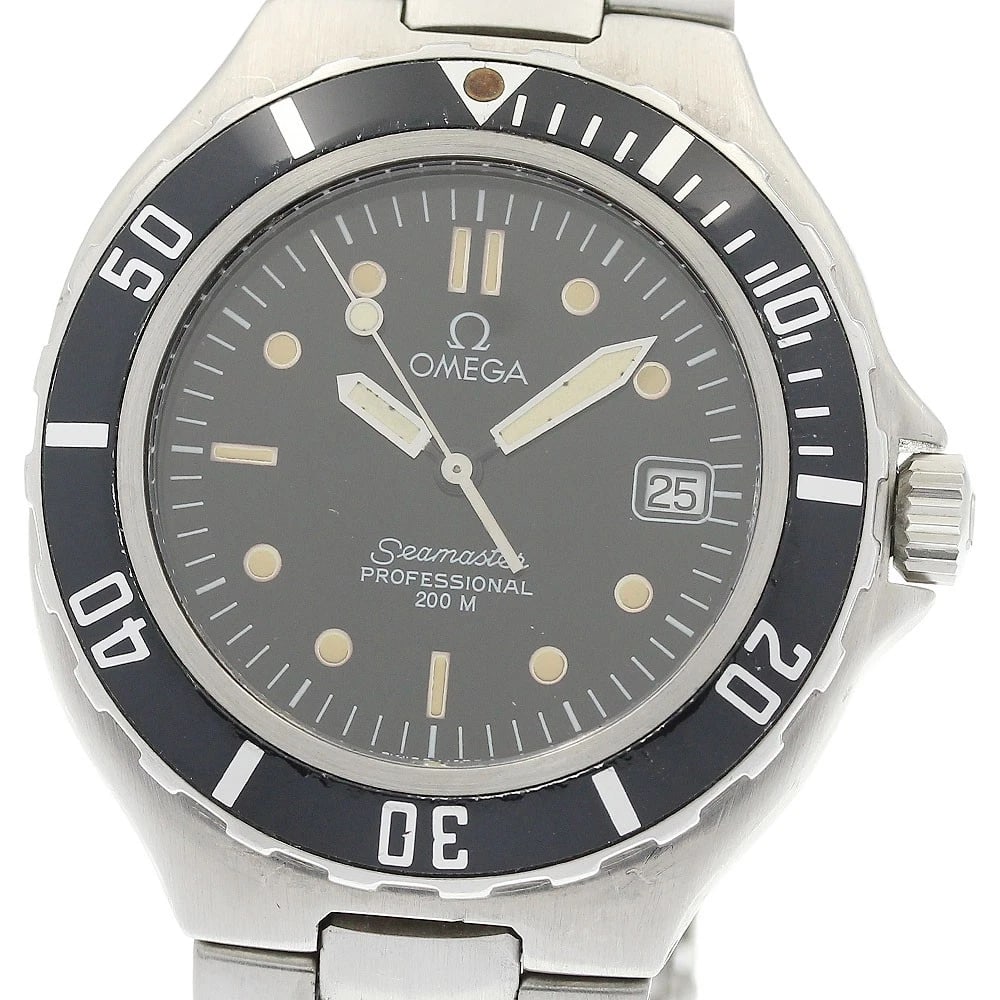 OMEGA SEAMASTER DATE BLACK DIAL QUARTZ WATCH: OMEGA Seamaster Date Black Dial Quartz Watch Brand: OMEGA Type/Style: Wristwatch Material: Band Material Stainless Steel, Case Material Stainless Steel Color: Band Color Silver, Case Color Silver,