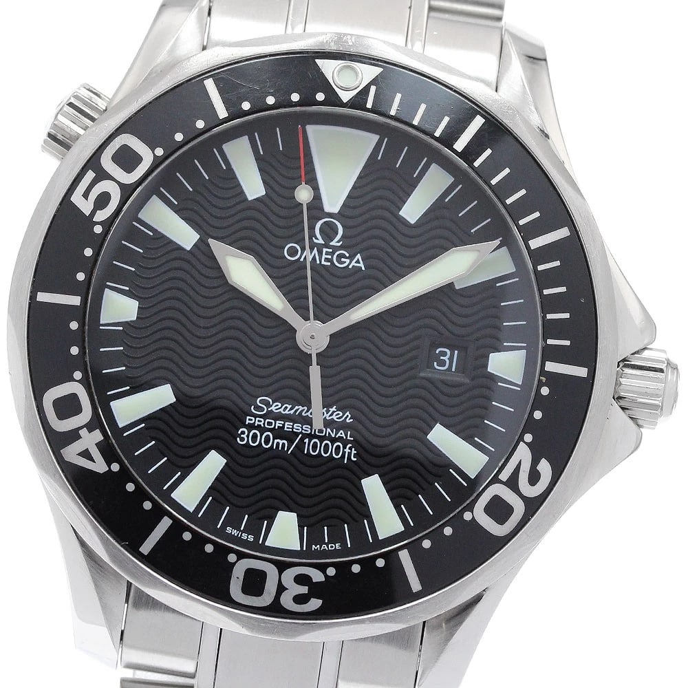 OMEGA SEAMASTER DATE BLACK DIAL QUARTZ WATCH: OMEGA Seamaster Date black Dial Quartz Watch Brand: OMEGA Type/Style: Wristwatch Material: Band Material Stainless Steel, Case Material Stainless Steel Color: Band Color Silver, Case Color Silver,