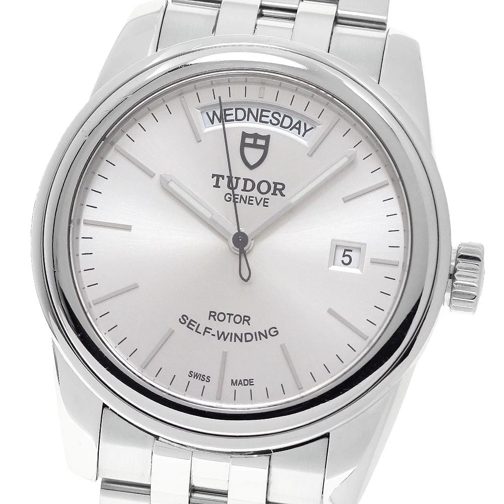 TUDOR GLAMOR DATE DAY SILVER DIAL AUTOMATIC WATCH: TUDOR Glamor Date Day Silver Dial Automatic Watch Brand: TUDOR Type/Style: Wristwatch Material: Band Material Stainless Steel, Case Material Stainless Steel Color: Band Color Silver, Case Color